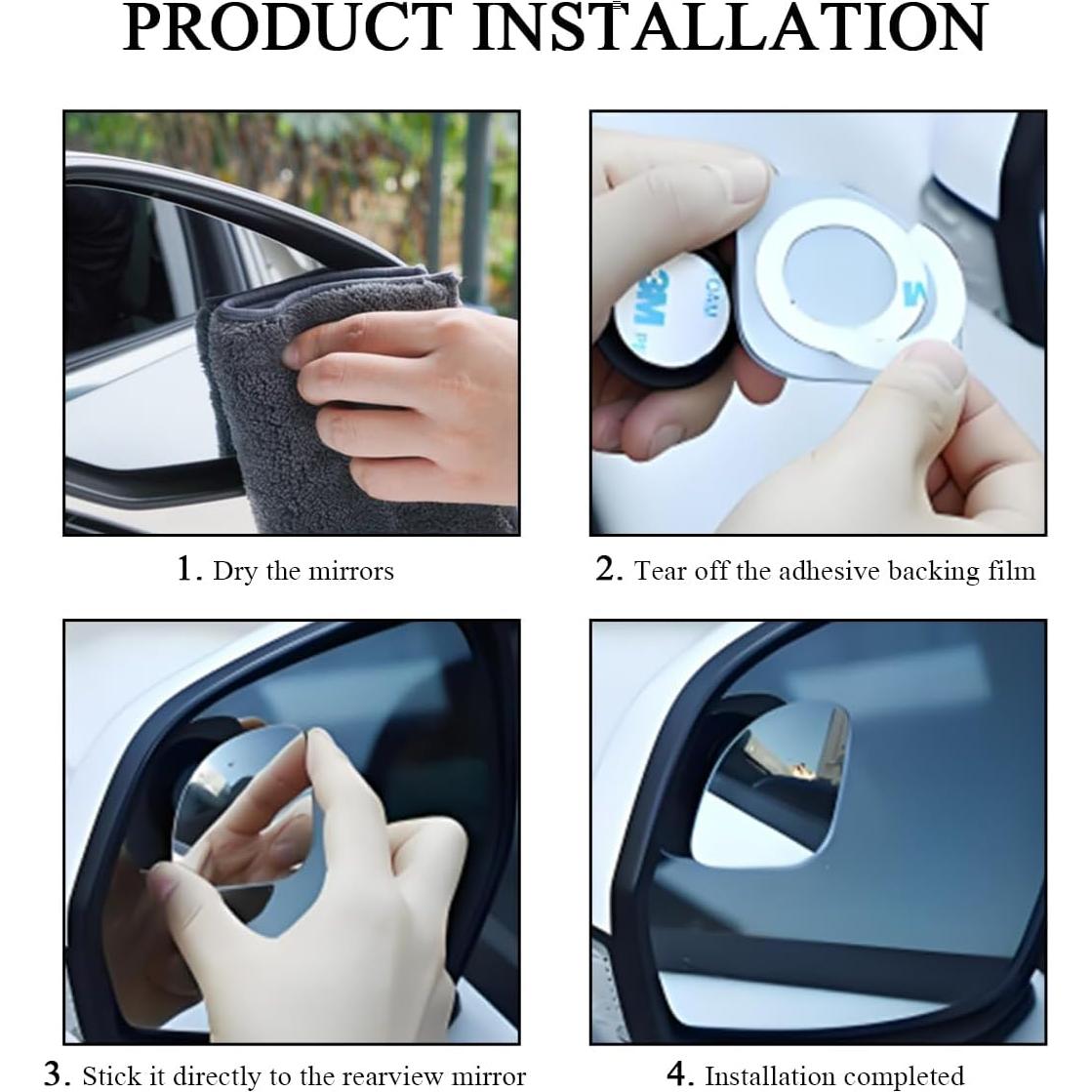 Espejos de Punto Ciego KVAEY 2 PCS Ajustables 360° HD