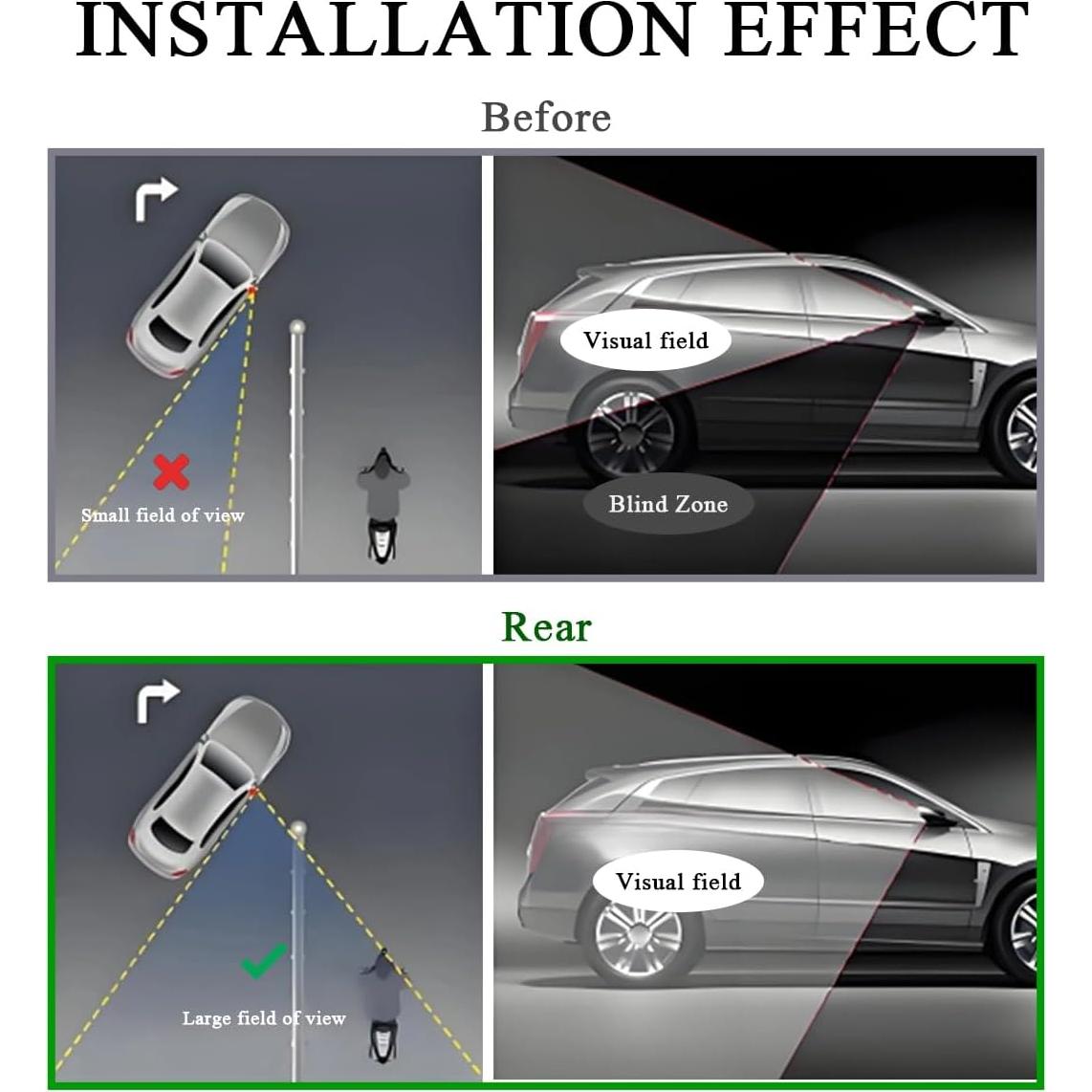 Espejos de Punto Ciego KVAEY 2 PCS Ajustables 360° HD