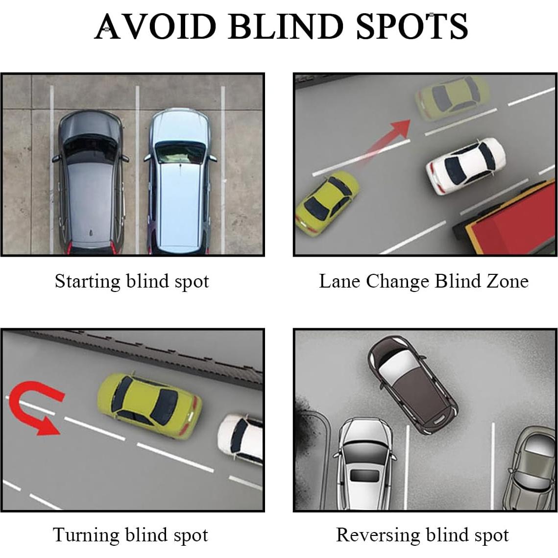 Espejos de Punto Ciego KVAEY 2 PCS Ajustables 360° HD