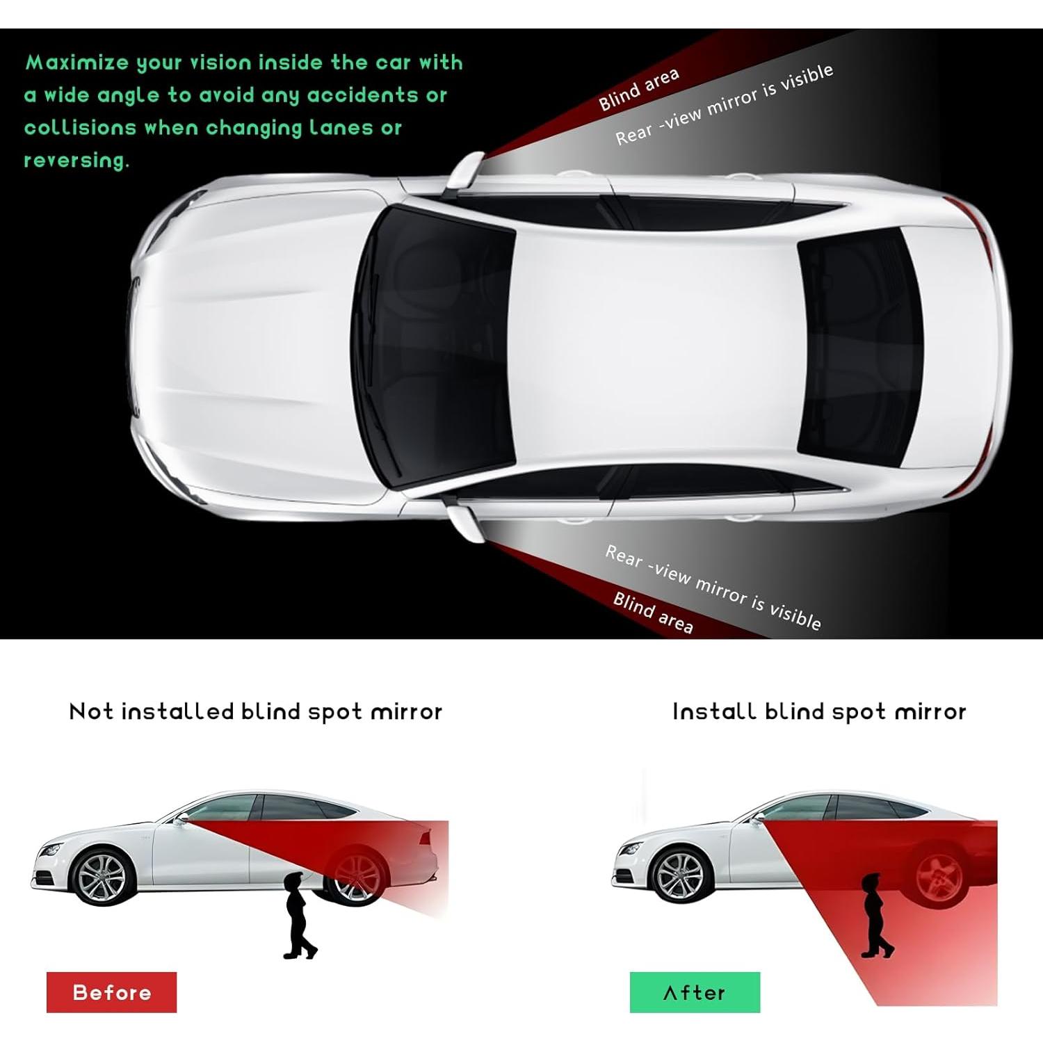 Espejo de Punto Ciego FSTURIOS 2PCS Ajustable HD Negro