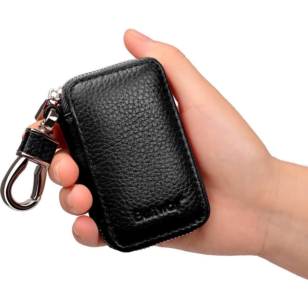 Funda de Llave de Coche Buffway de Cuero Genuino - Negro
