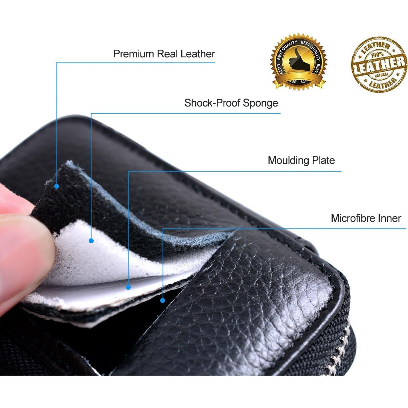 Funda de Llave de Coche Buffway de Cuero Genuino - Negro