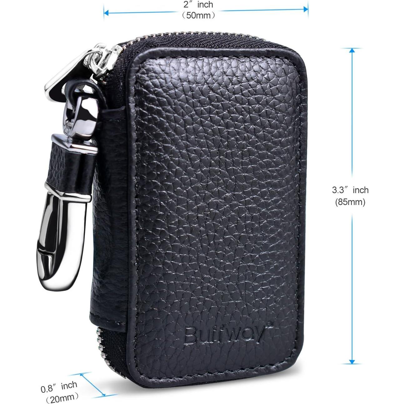 Funda de Llave de Coche Buffway de Cuero Genuino - Negro