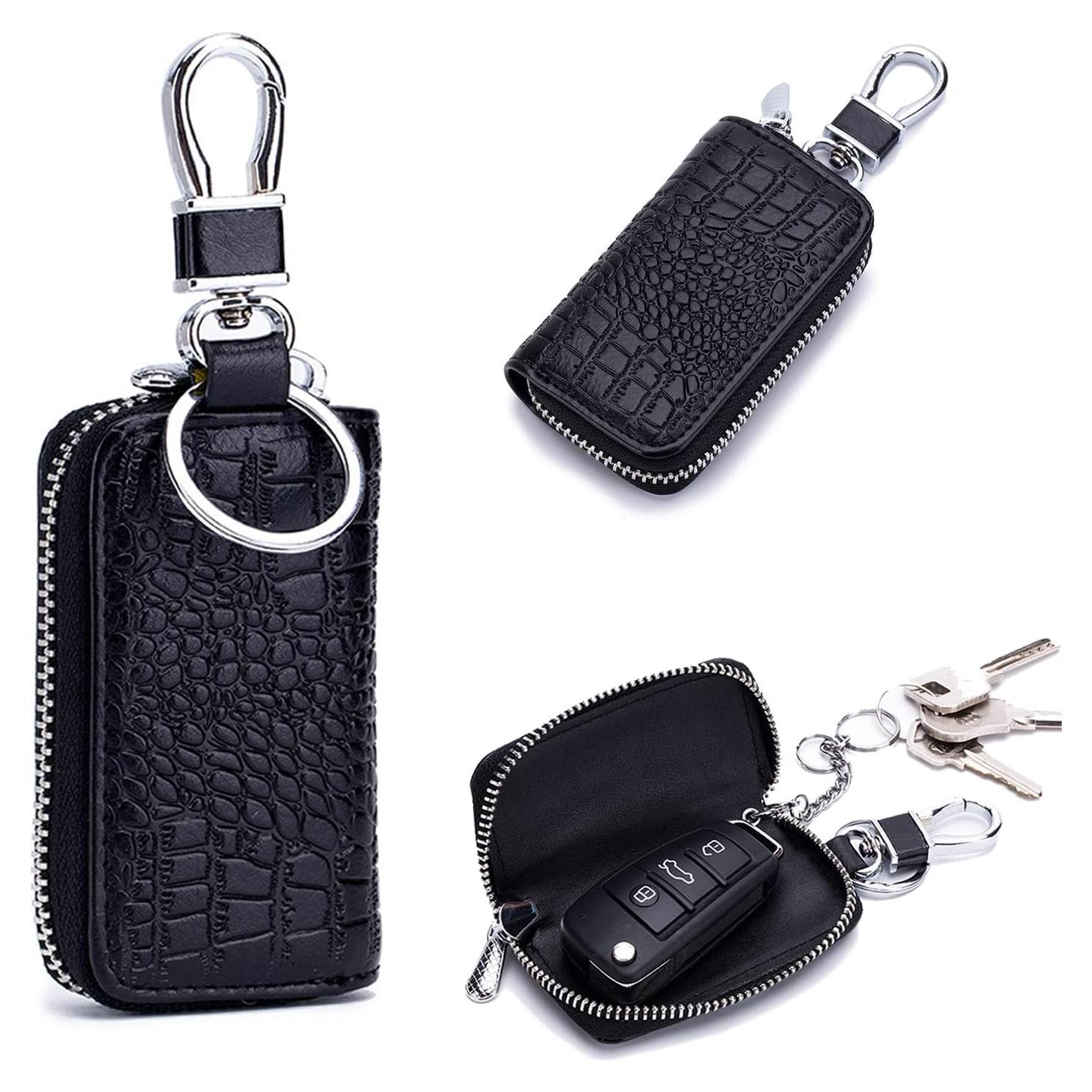 Funda de Llave de Coche de Cuero Negro Universal para Hombres y Mujeres