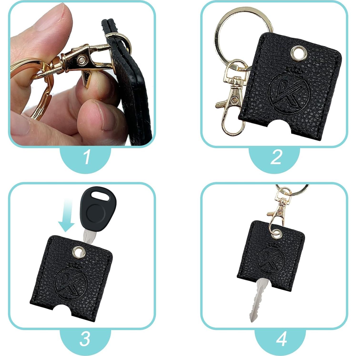 Funda de Llave de Cuero Suave KRSURERICHER 3 Piezas Negro