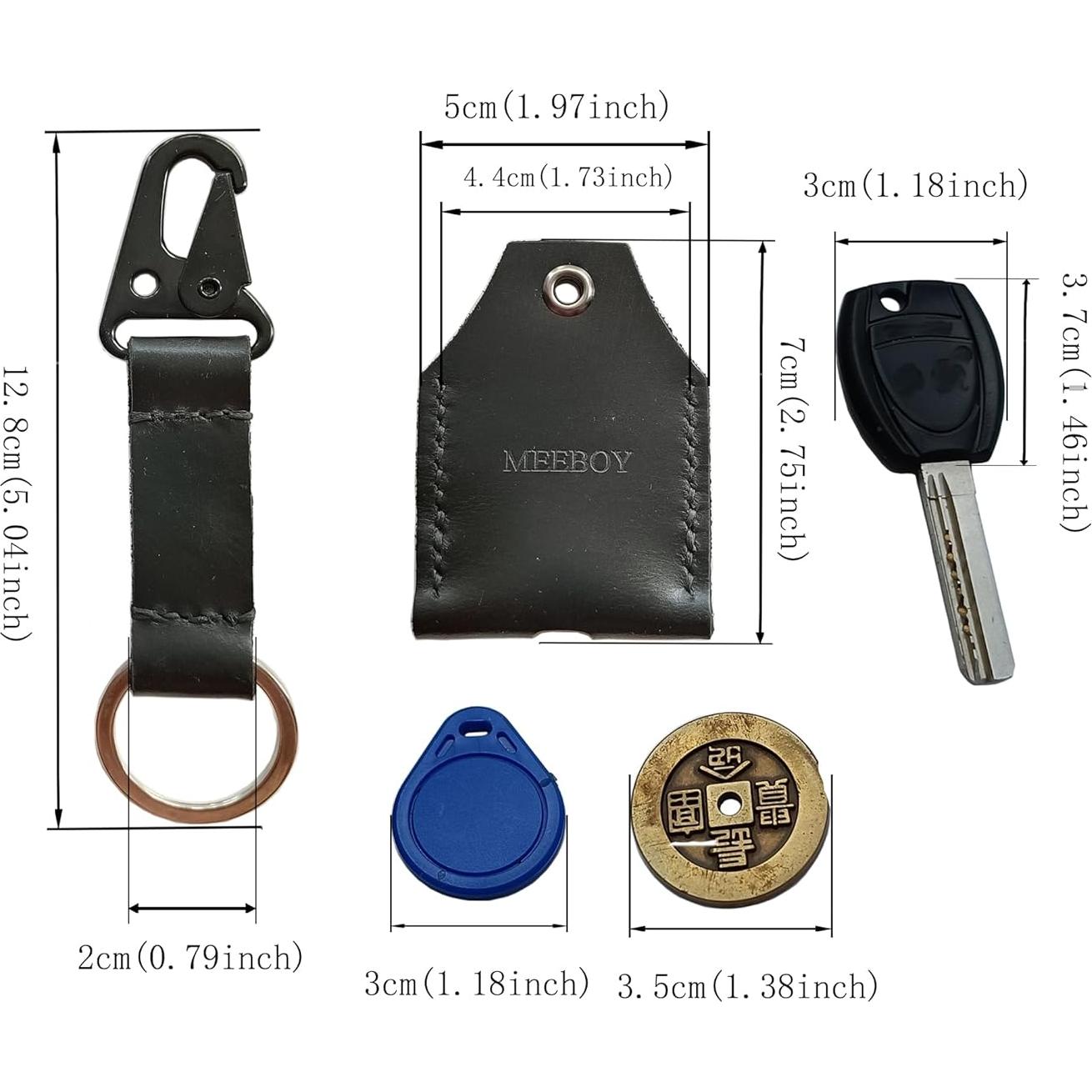 Funda de Llave de Cuero MEEBOY Vintage Negra 5x7cm