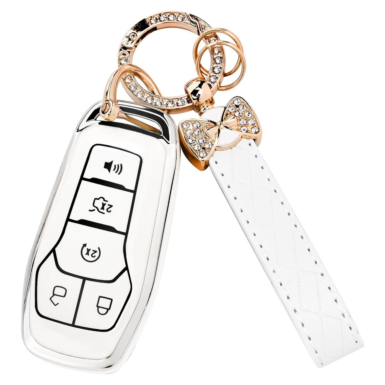 Cubierta de Llavero TPU Ford Lincoln - Blanco - Compatible Edge, Fusion, Explorer, Mustang