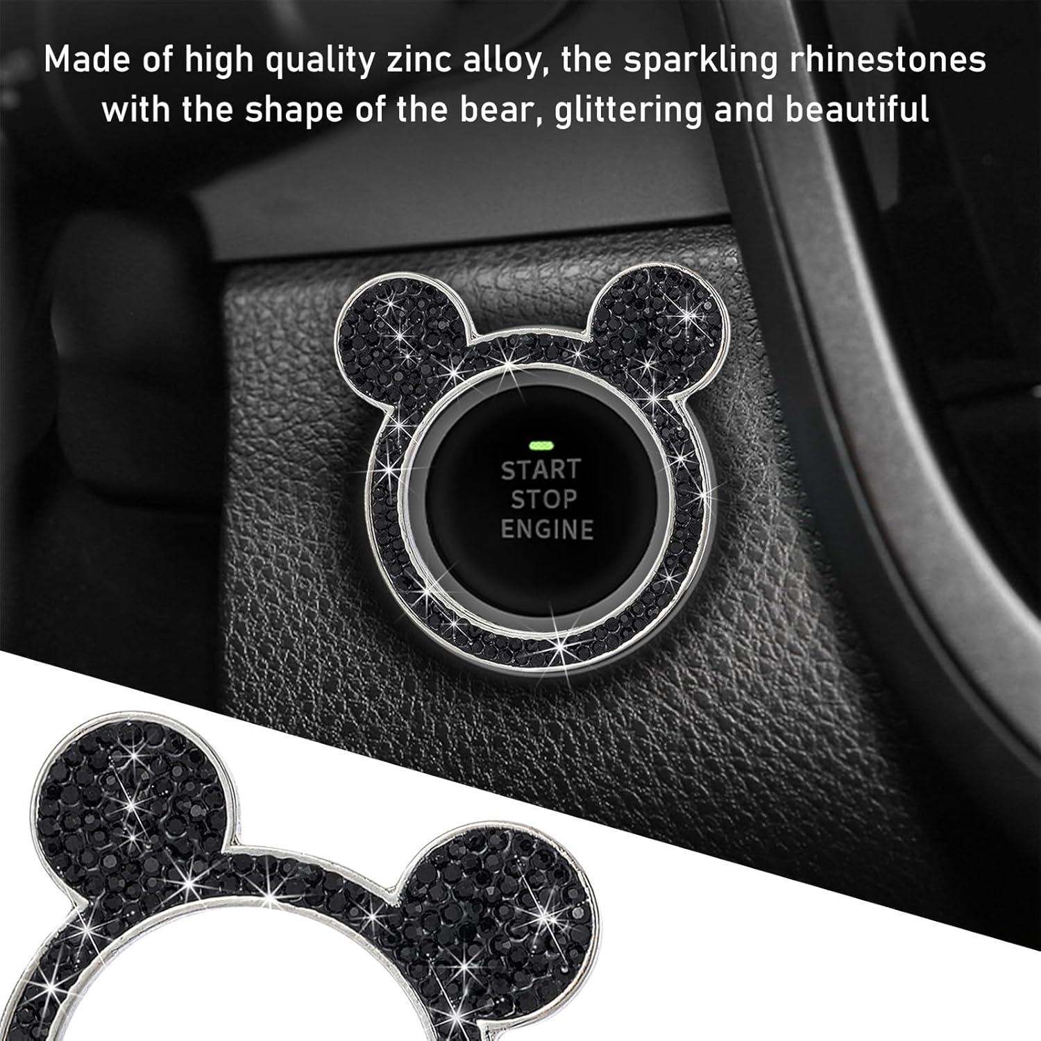 Anillo de Cristal para Botón de Inicio de Auto Ohleats Negro