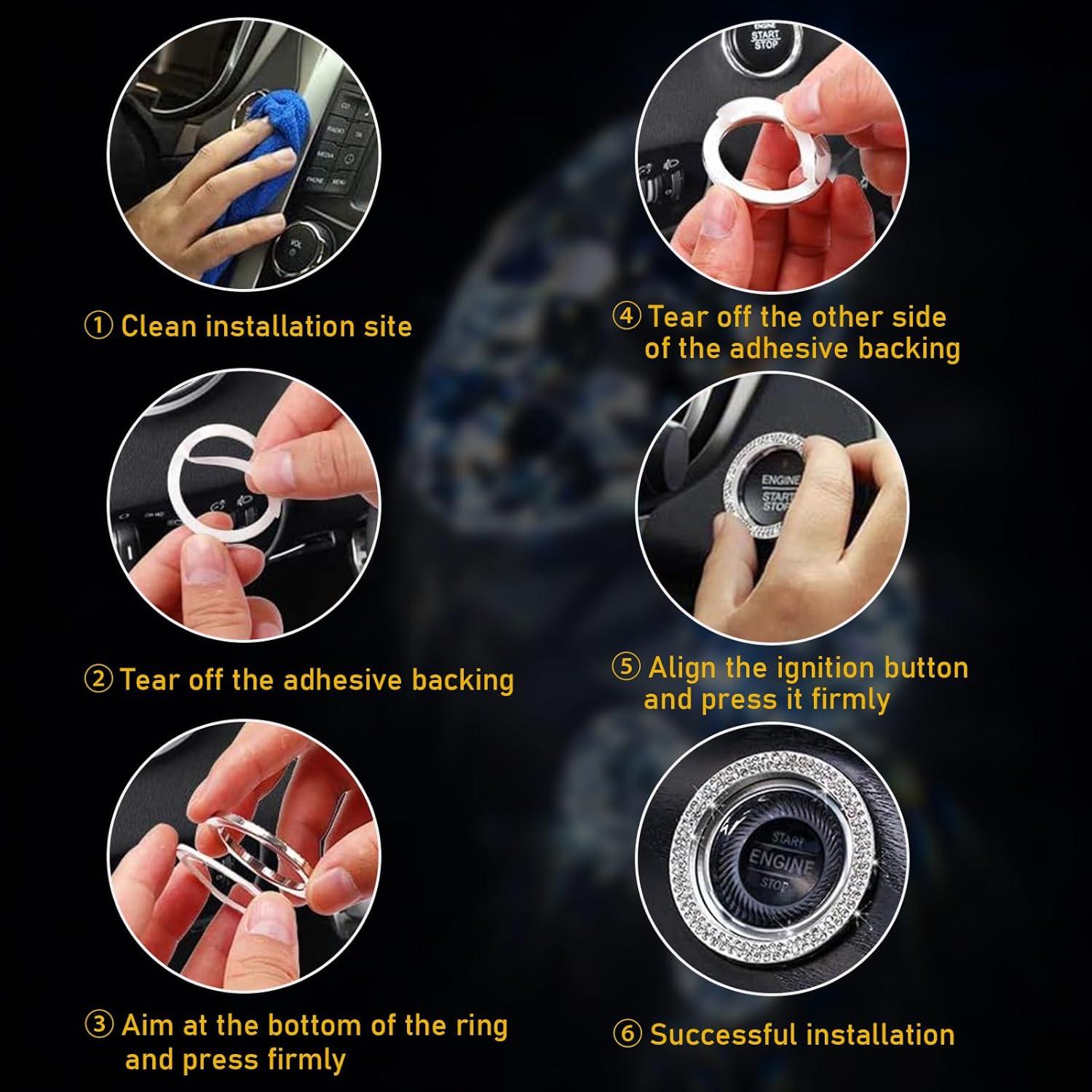 Anillo de Cristal para Botón de Inicio de Auto Ohleats Negro