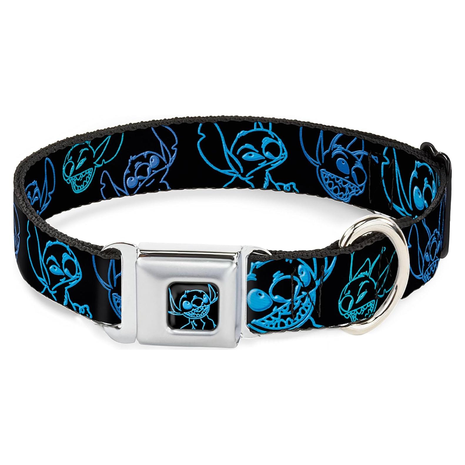 Collar para Perros Disney Buckle-Down 38-61 cm Negro Neón Azul