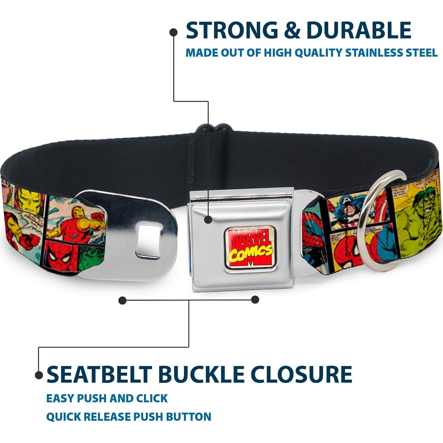 Collar para Perro Buckle-Down Marvel Retro 2.54 cm Ajustable