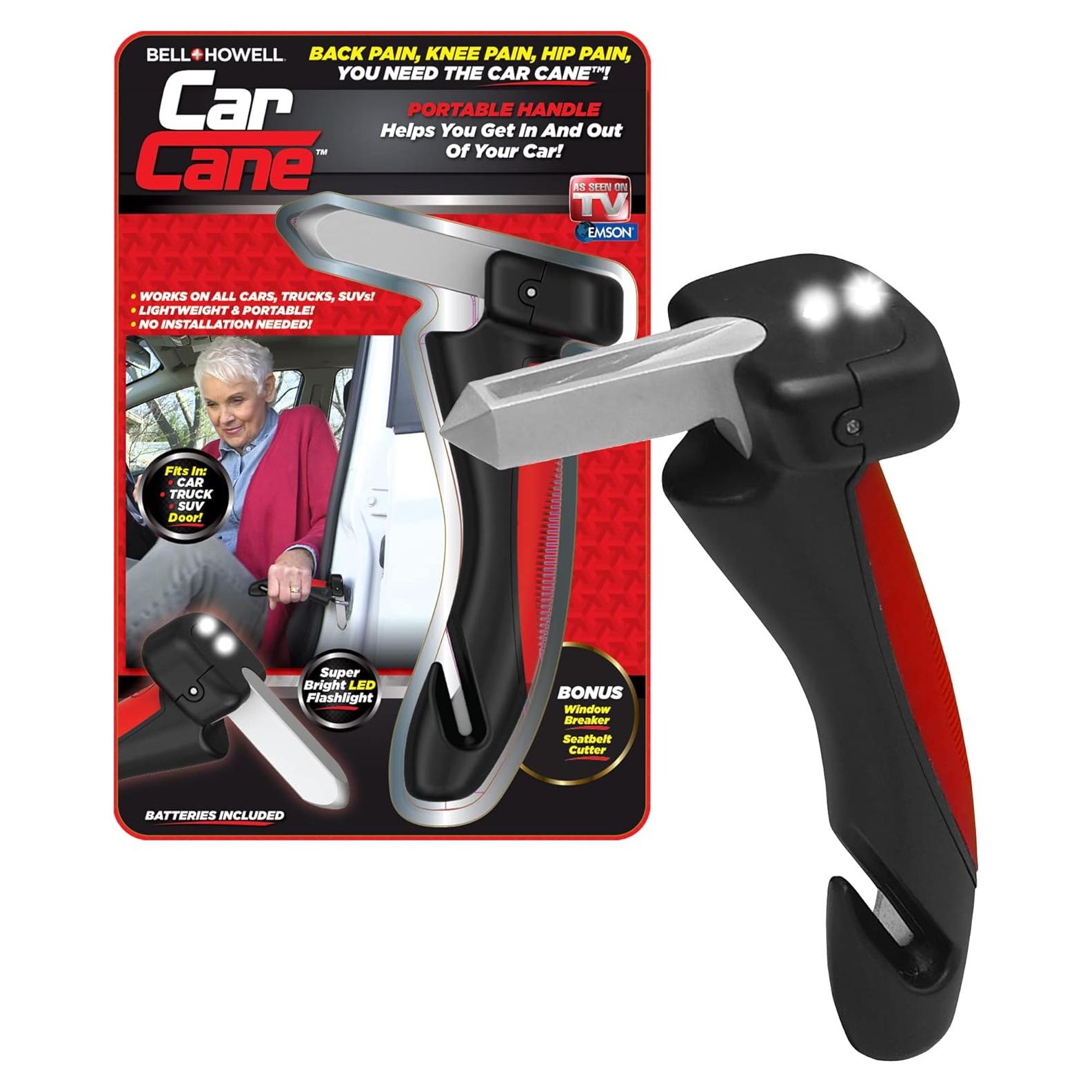 Asa de puerta Car Cane Emson con linterna LED y rompeventanas