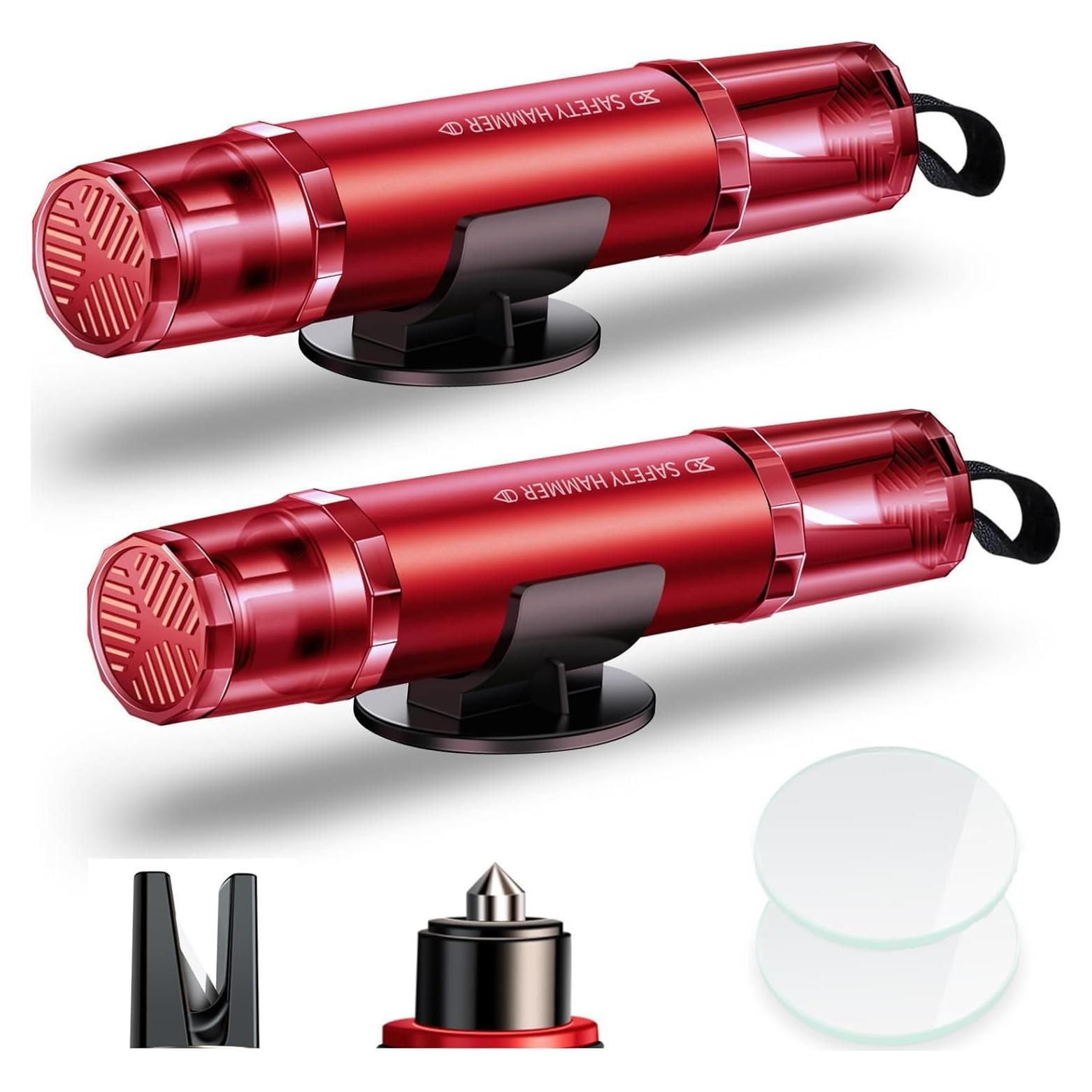 Paquete de 2 Martillos de Seguridad HundRare C003AR Rojo