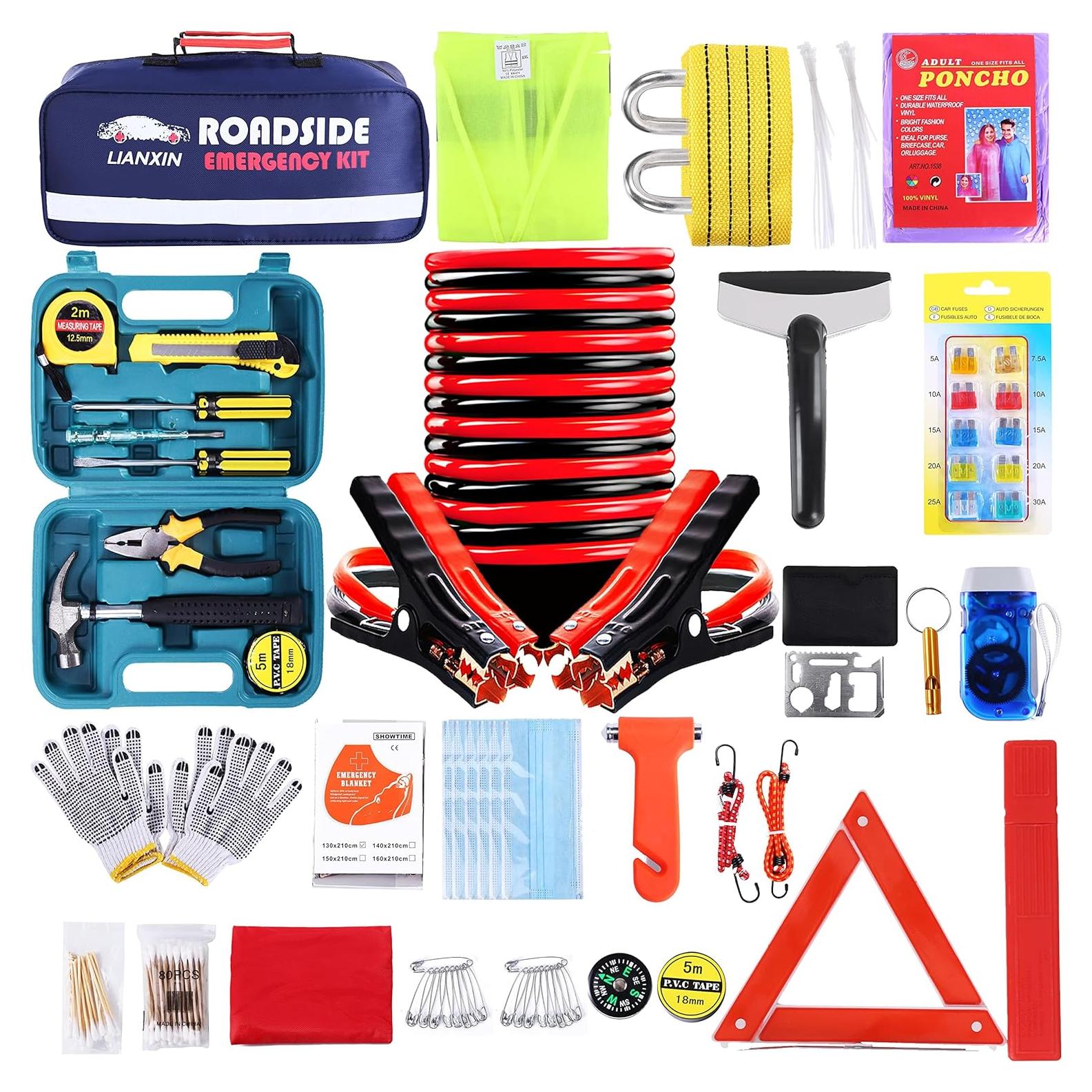 Kit de Emergencia para Automóvil LIANXIN 142 Piezas Mejorado