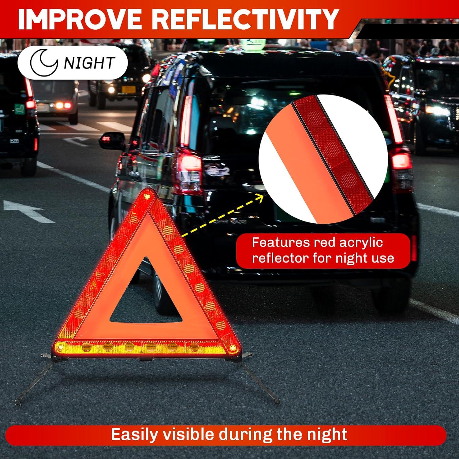 Kits de Triángulos de Advertencia Weyleity - 3 Piezas Reflectores