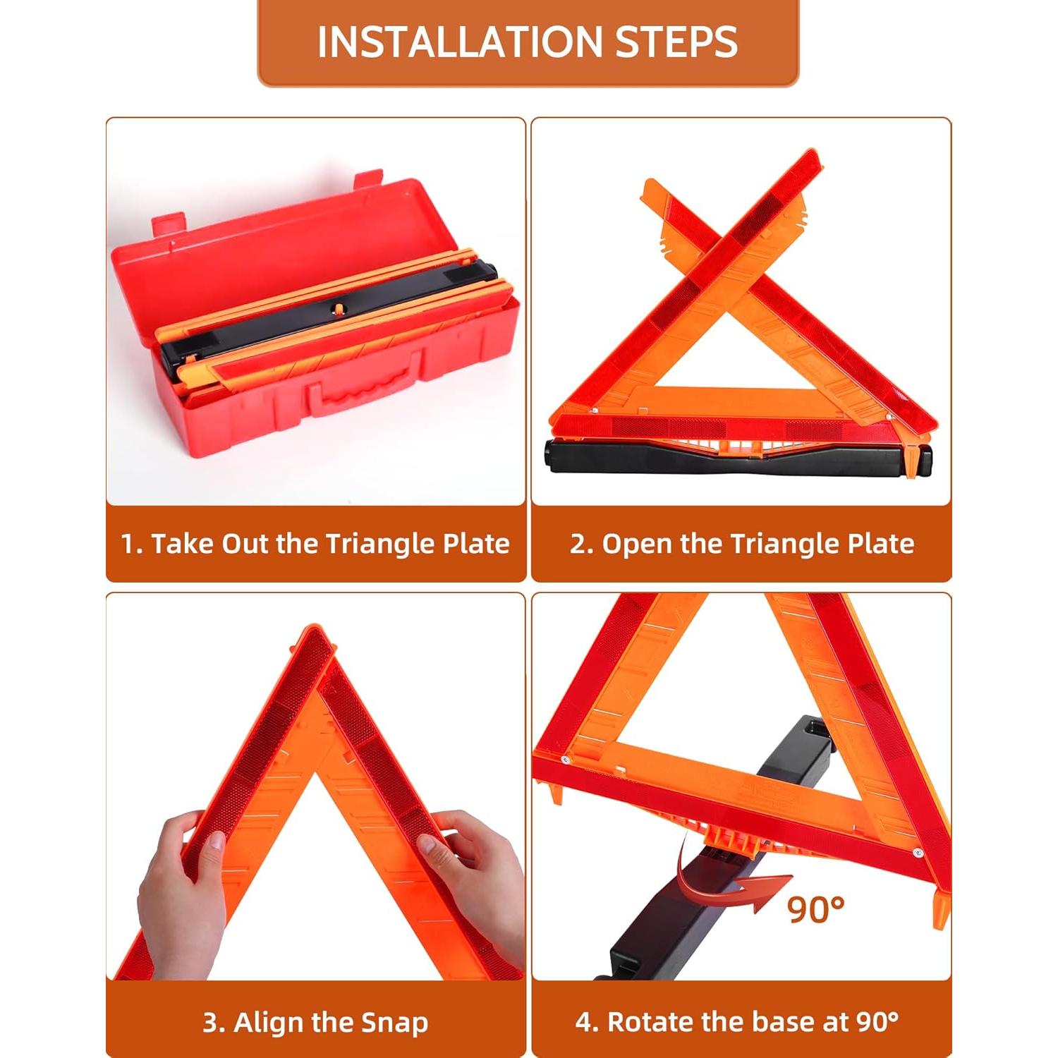 Triángulos de Seguridad Noone x3 Reflectantes Plegables 43cm