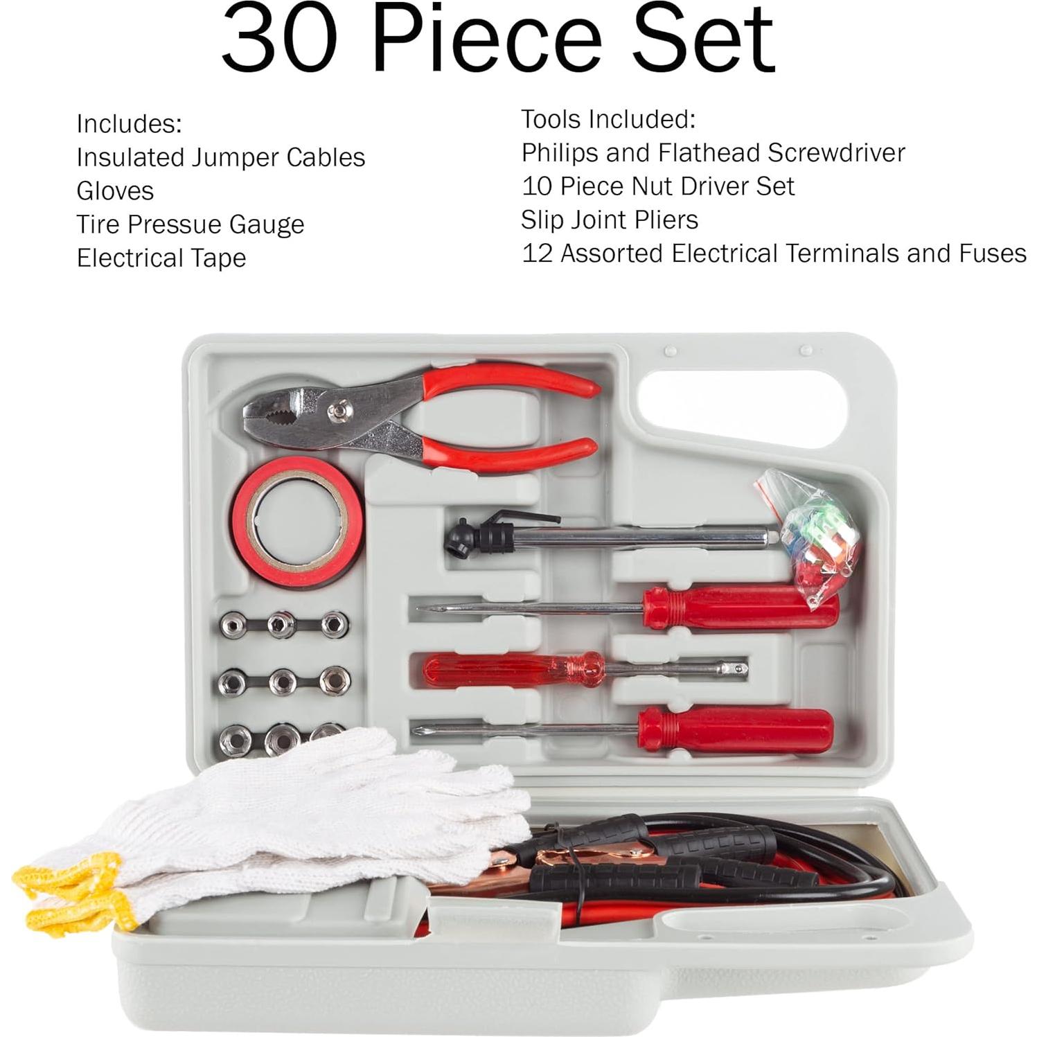 Kit de Emergencia en Carretera Stalwart 30 Piezas con Estuche