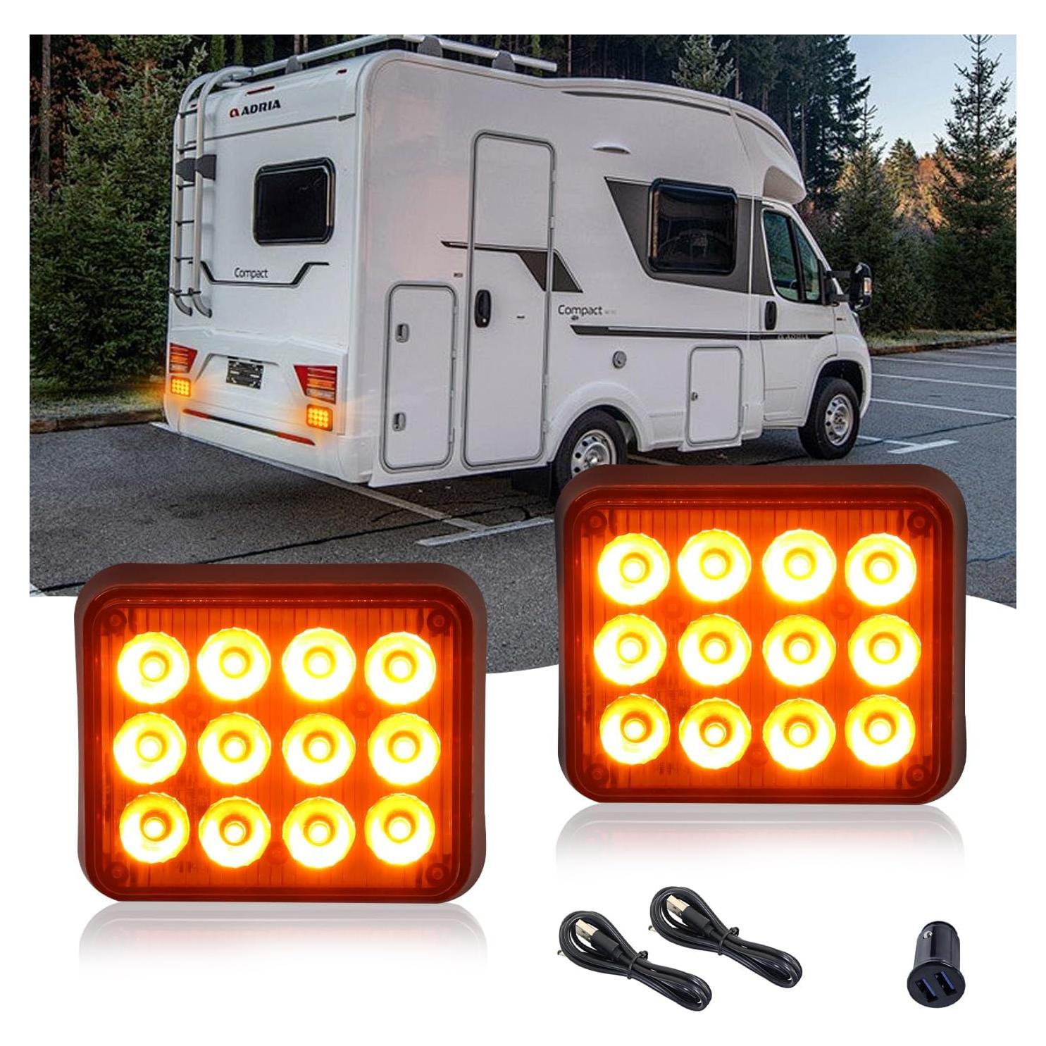 Luces Estroboscópicas Recargables ADAURIS Ámbar 12W Impermeables