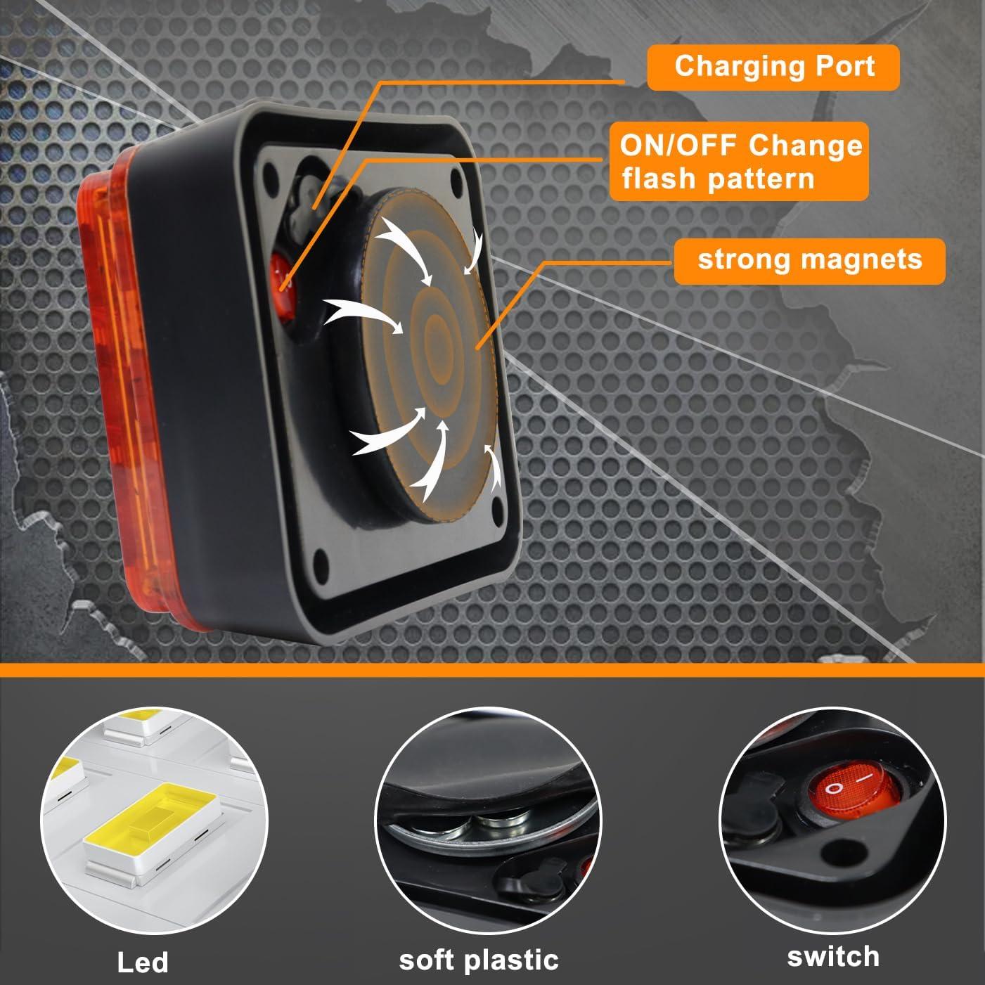 Luces Estroboscópicas Recargables ADAURIS Ámbar 12W Impermeables