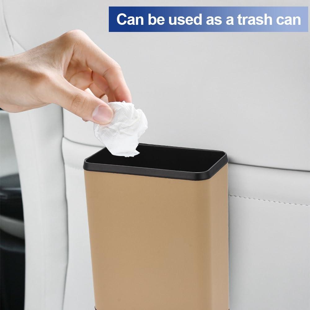 Mini Basurero de Coche AuMoHall Beige 10x6x14cm Multifuncional