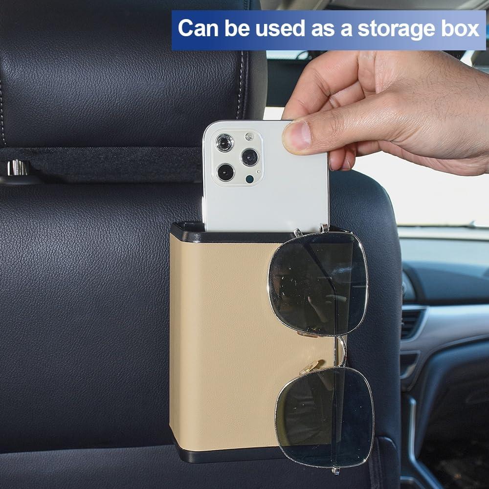 Mini Basurero de Coche AuMoHall Beige 10x6x14cm Multifuncional