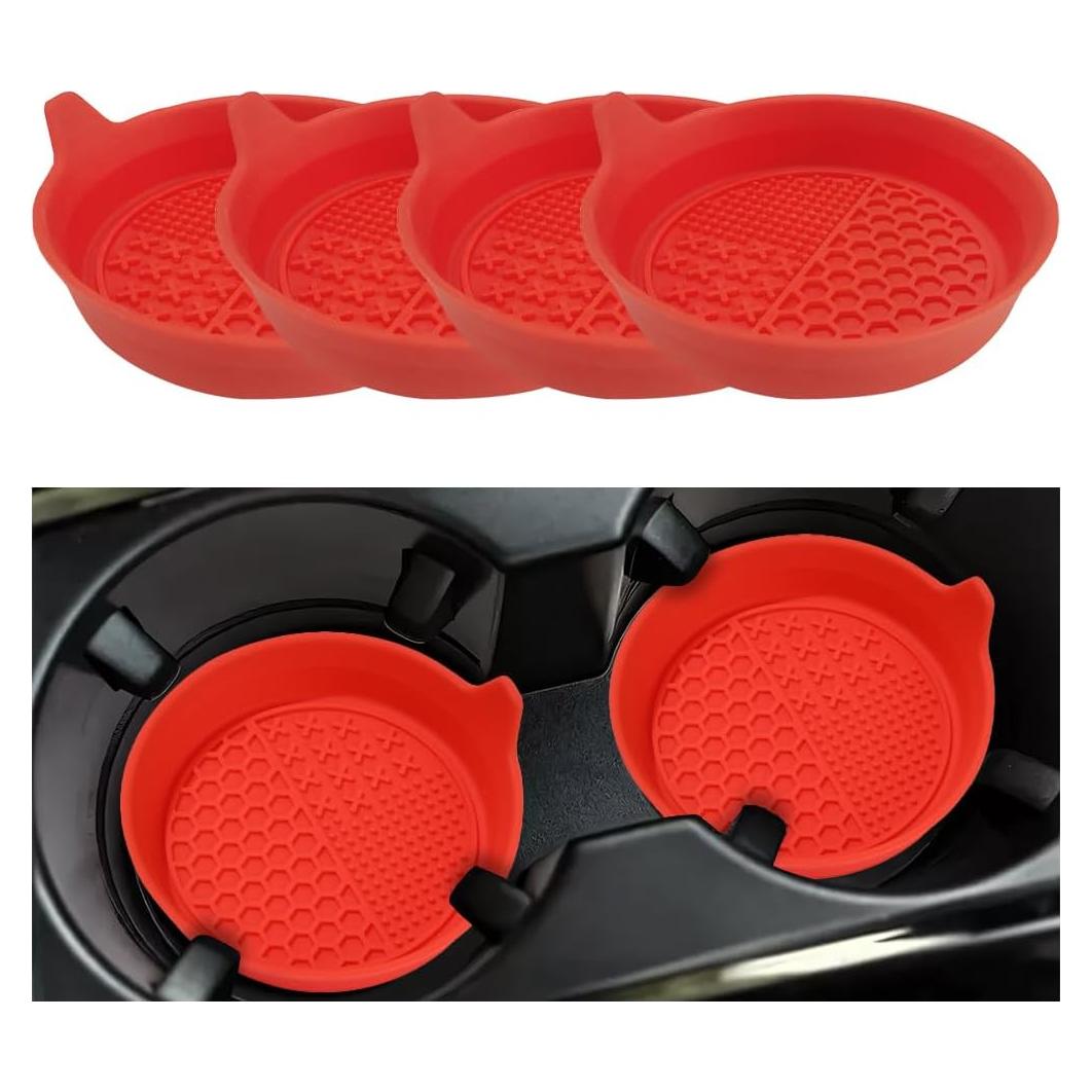 Soporte para Tazas de Coche Mandark 4PCS Silicona Rojo