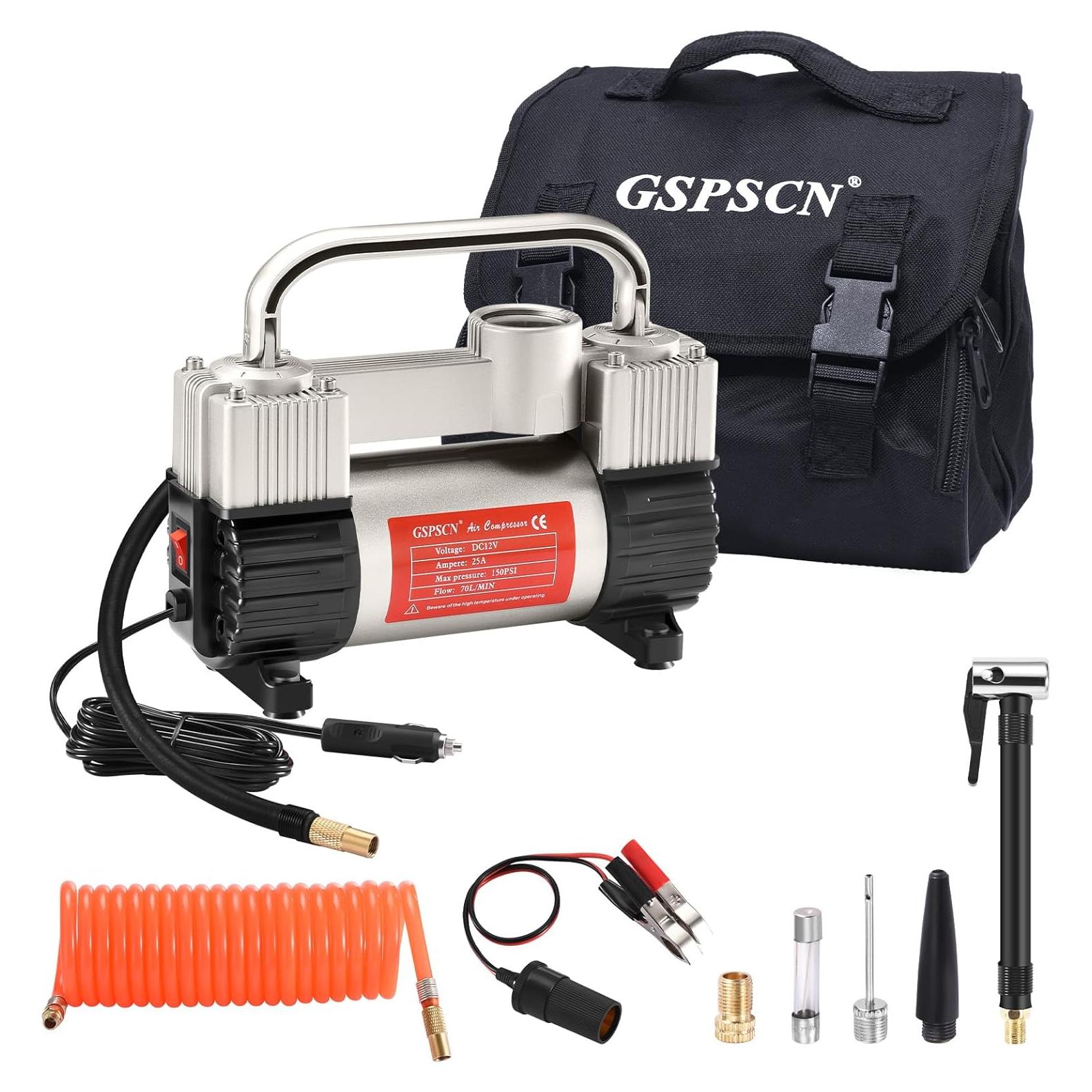 Compresor de Aire GSPSCN 12V 150PSI Doble Cilindro Portátil