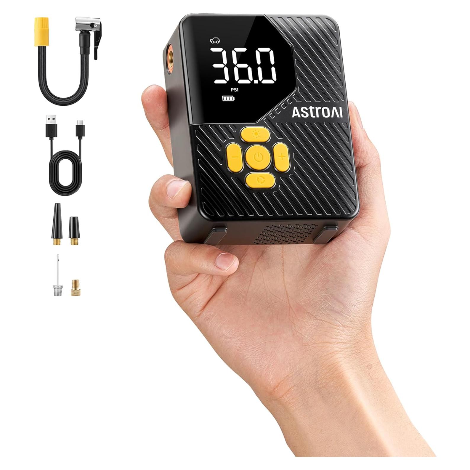 Compresor de Aire Portátil AstroAI L7 Mini 150 PSI Amarillo