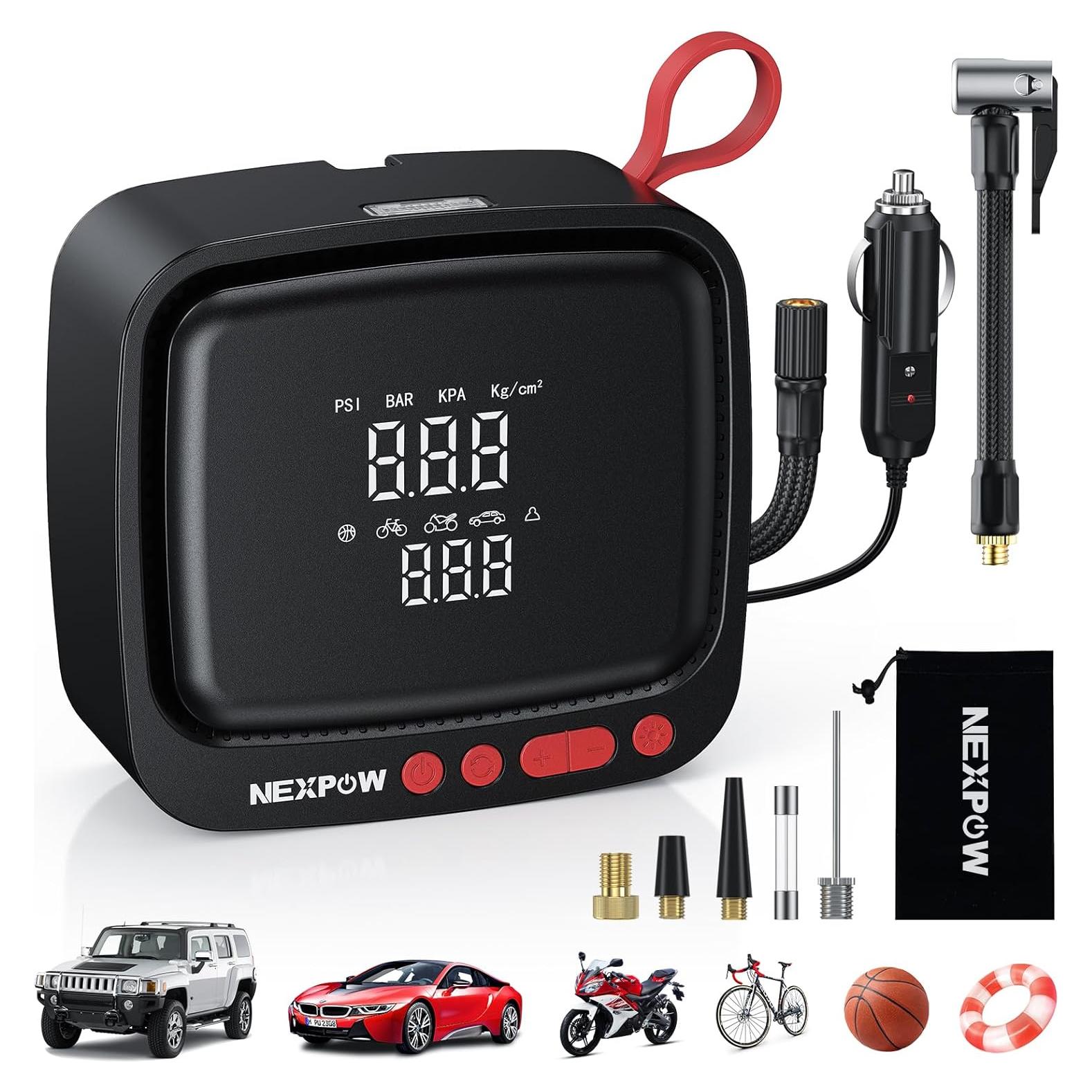 Compresor de Aire Portátil NEXPOW N19 150PSI 12V con Luz LED