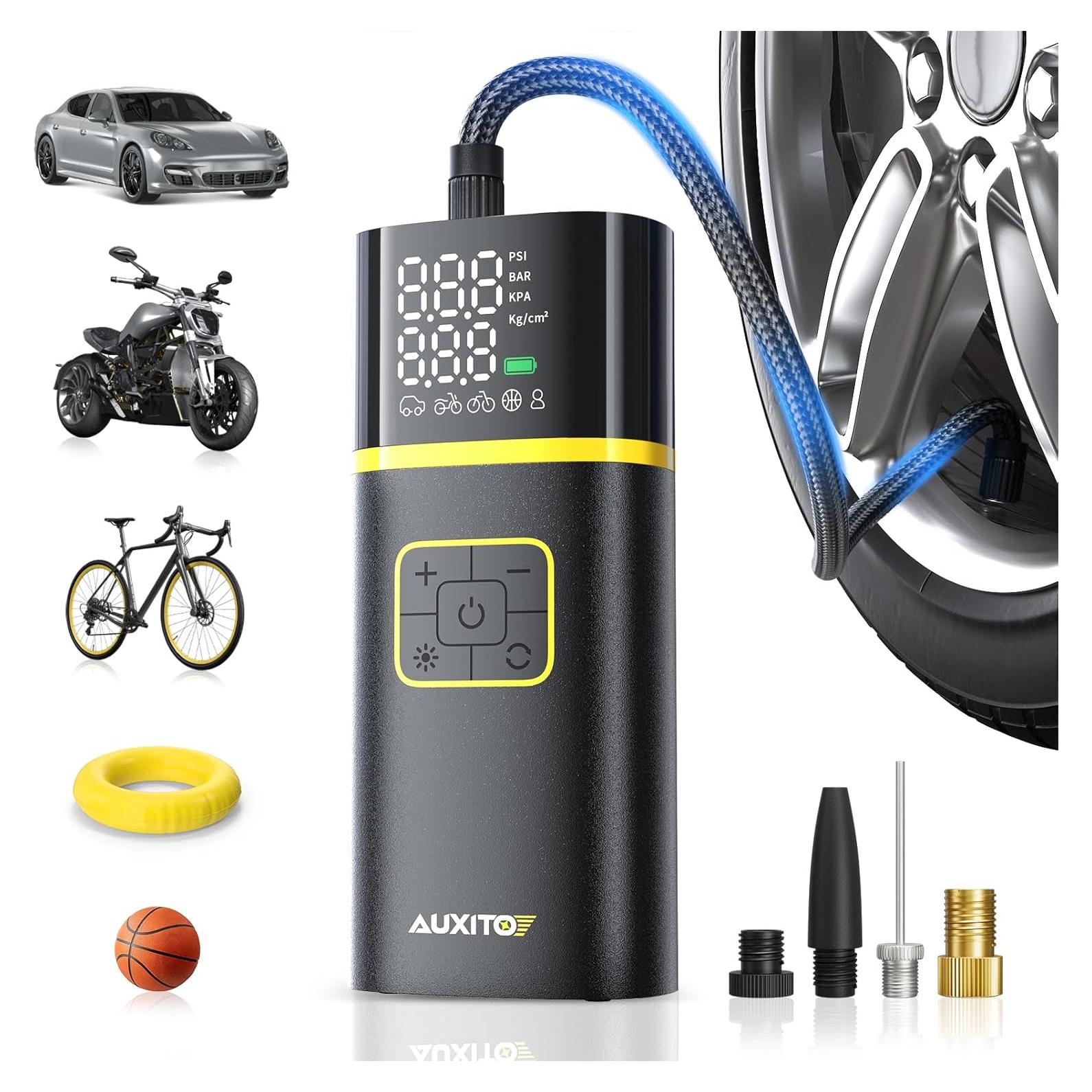 Compresor de Aire Portátil AUXITO 150 PSI - Bomba Inalámbrica con Manómetro Digital