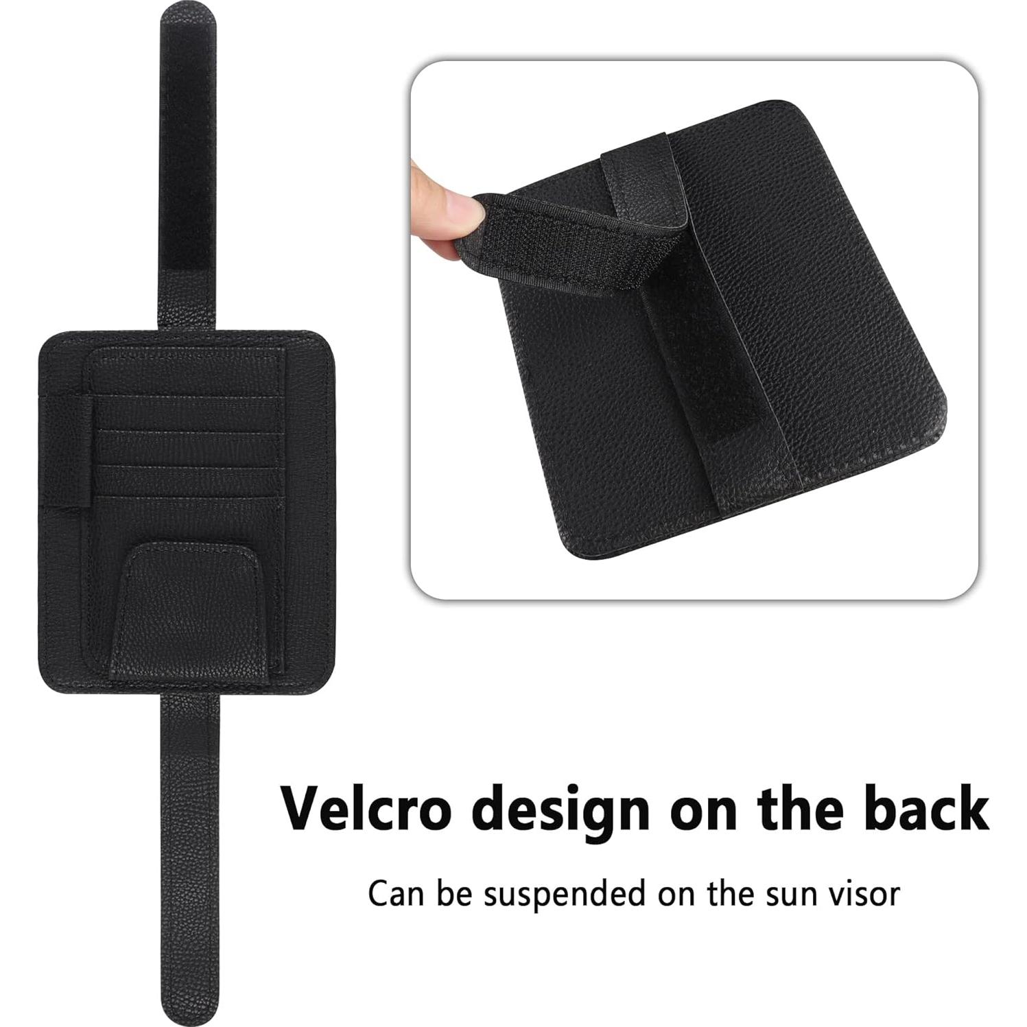 Organizador de Visera de Coche Aokdom Negro con Soporte para Gafas