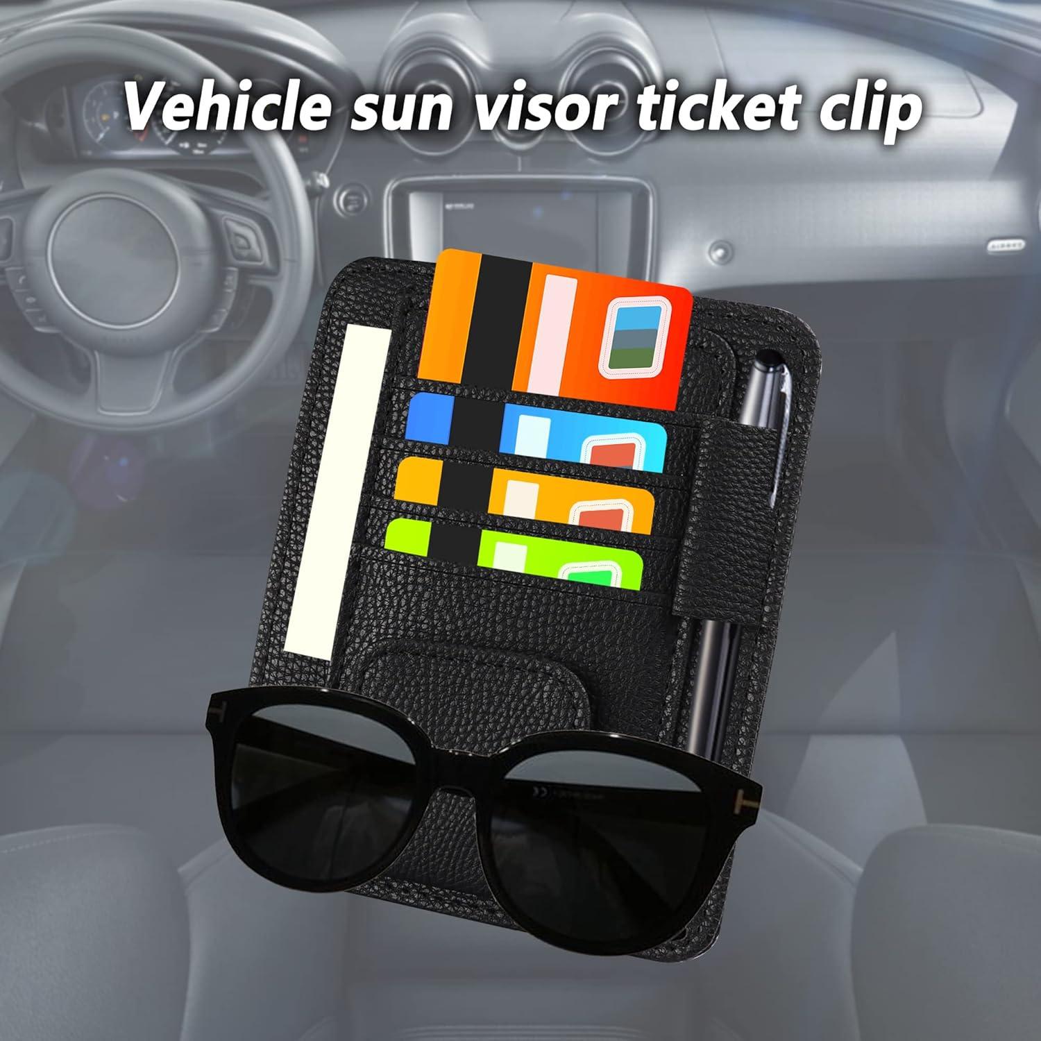 Organizador de Visera de Coche Aokdom Negro con Soporte para Gafas