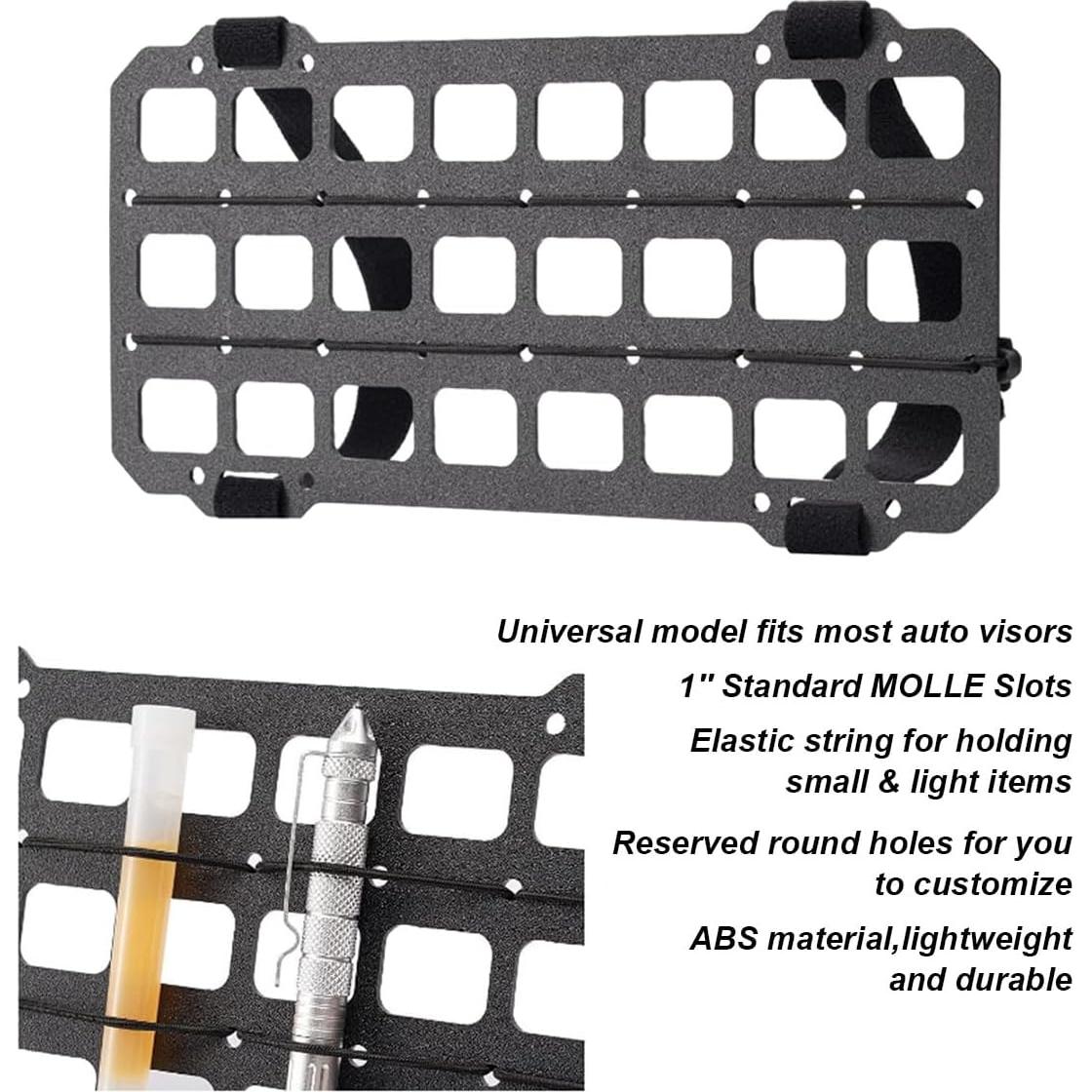 Organizador de Visera Solar Táctico SMILFUY Panel MOLLE 32x15cm