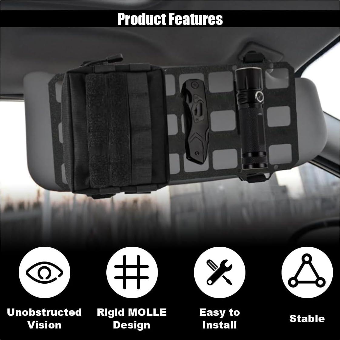 Organizador de Visera Solar Táctico SMILFUY Panel MOLLE 32x15cm