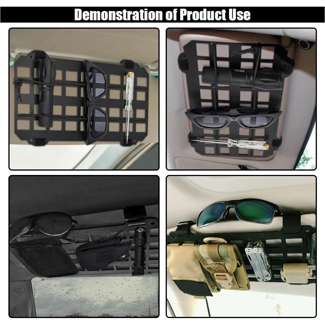 Organizador de Visera Solar Táctico SMILFUY Panel MOLLE 32x15cm