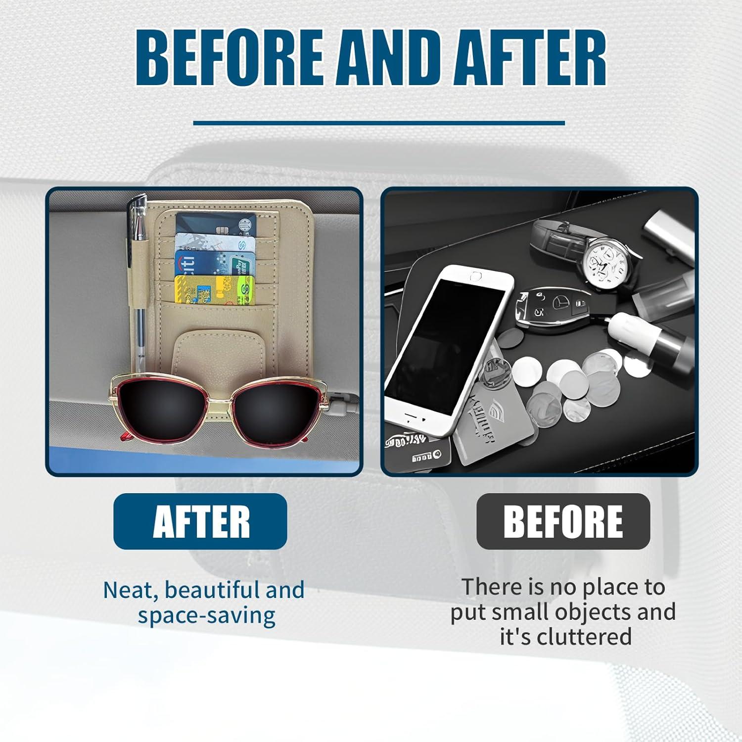 Organizador de Visera de Coche Ongfuwu - Cuero Sintético Gris