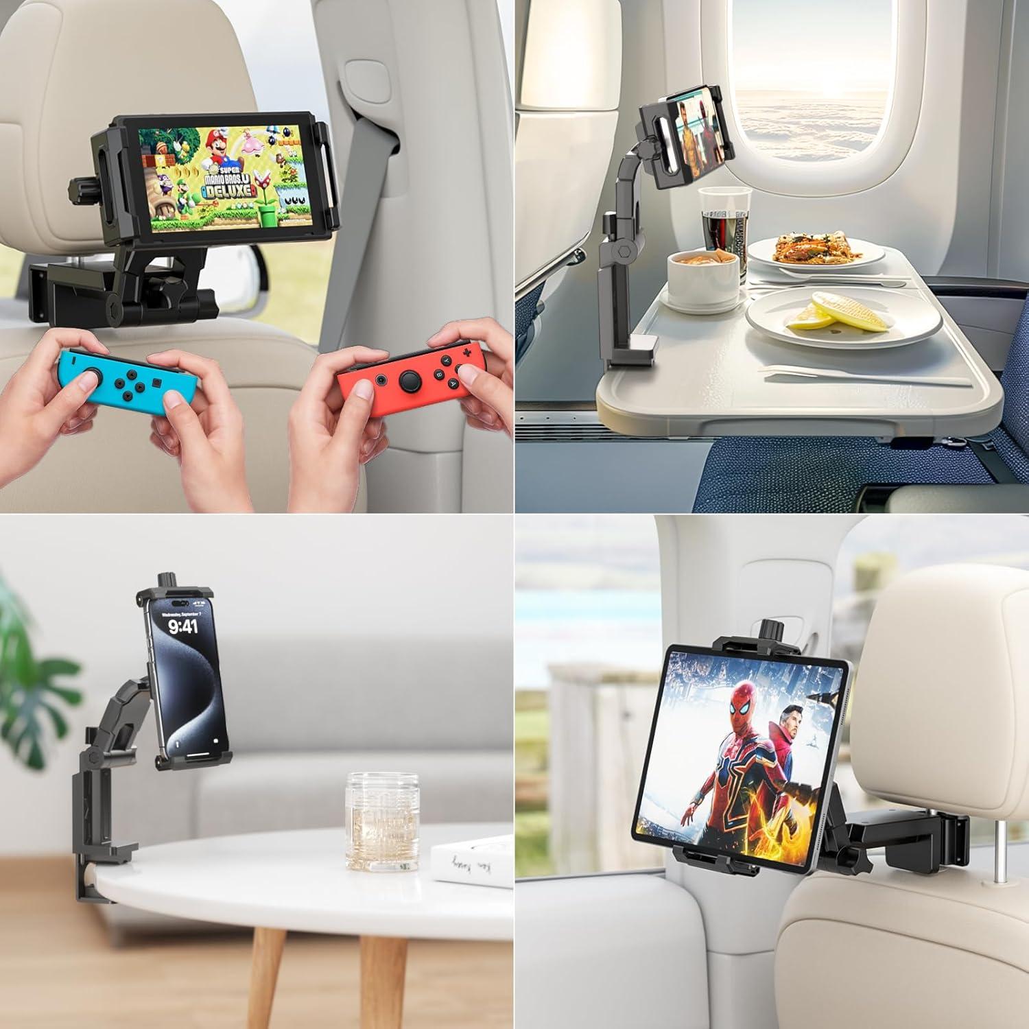 Soporte para Tableta KDD Ajustable 360° para Coche - Compatible con iPad y Teléfonos