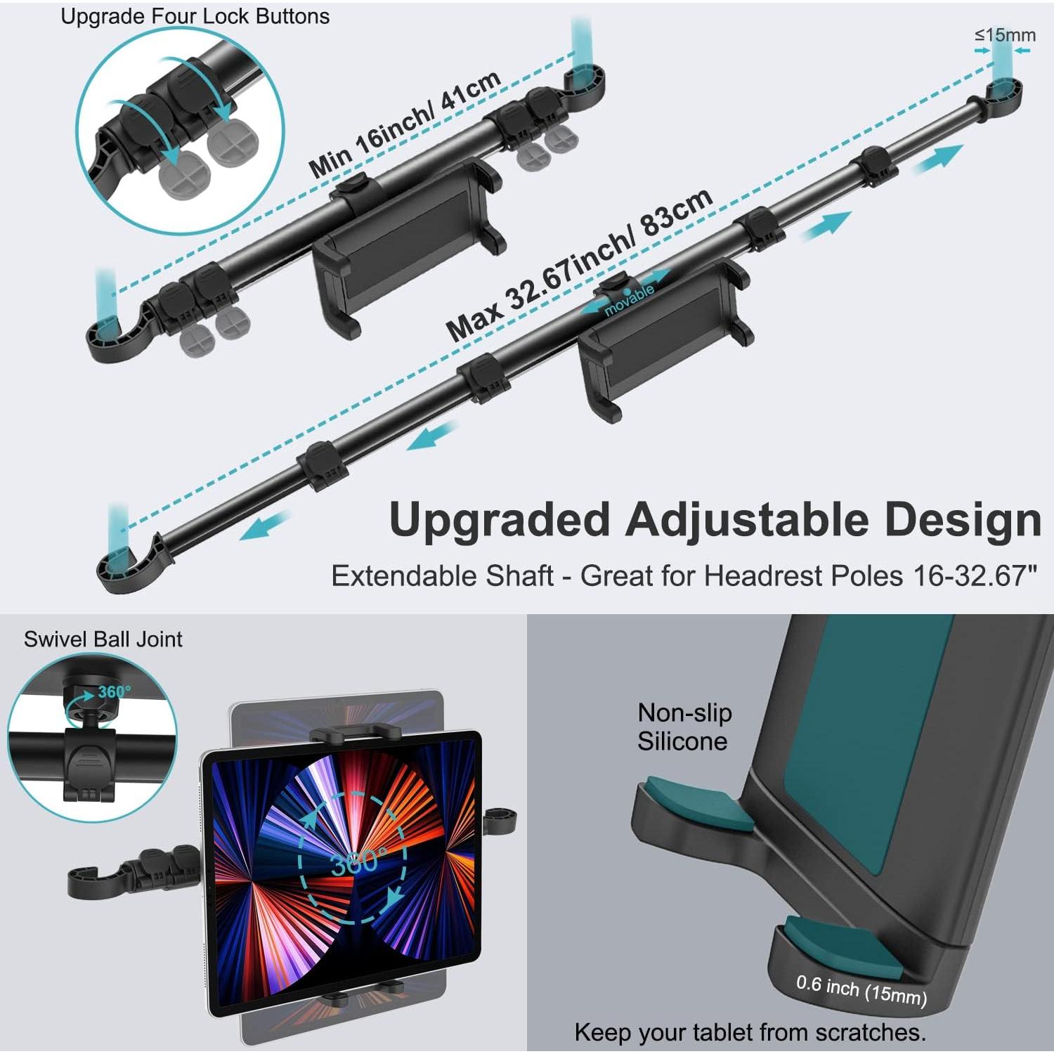Soporte para Tableta en Reposacabezas Dosvsi - Brazo Extensible 82.8 cm