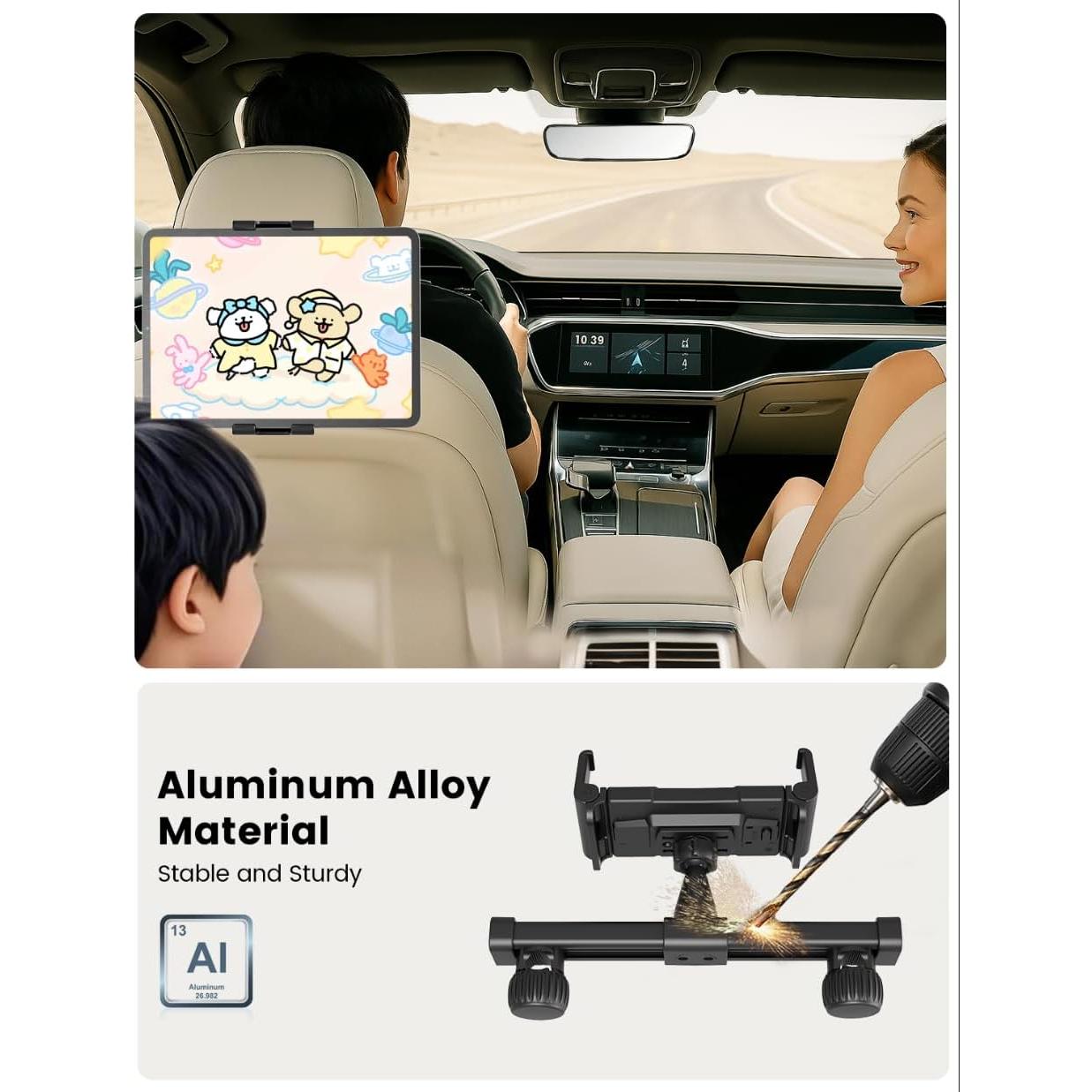 Soporte para Tableta OHLPRO en Reposacabezas de Coche 4.4-16.4 cm