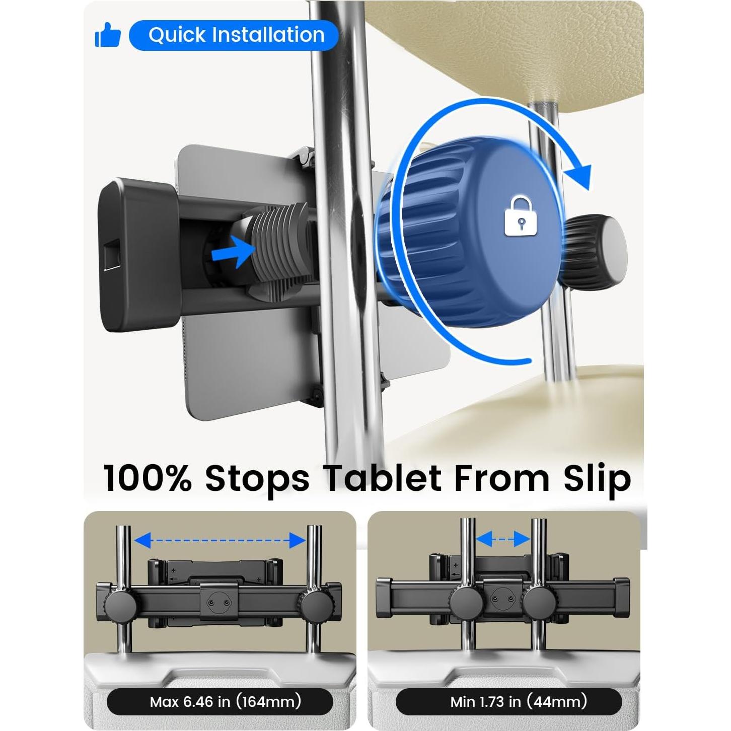 Soporte para Tableta OHLPRO en Reposacabezas de Coche 4.4-16.4 cm