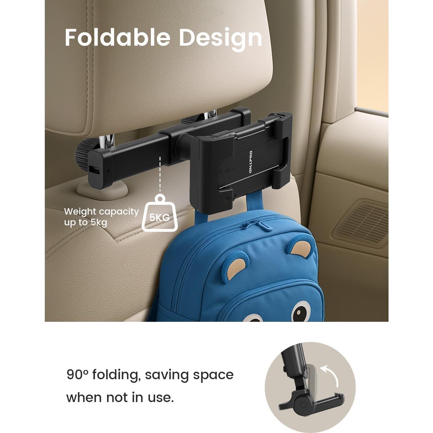 Soporte para Tableta OHLPRO en Reposacabezas de Coche 4.4-16.4 cm