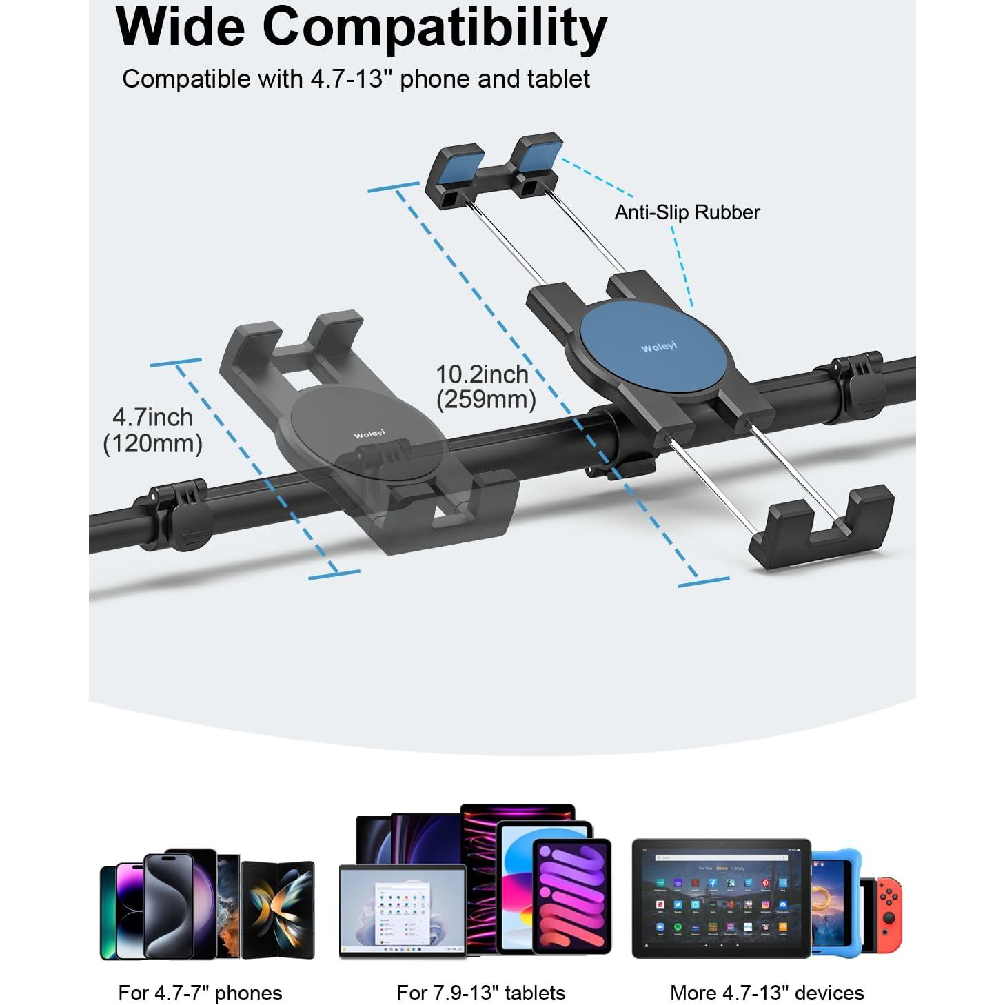 Soporte para Tablet en Reposacabezas Woleyi - Ajustable 4-13"