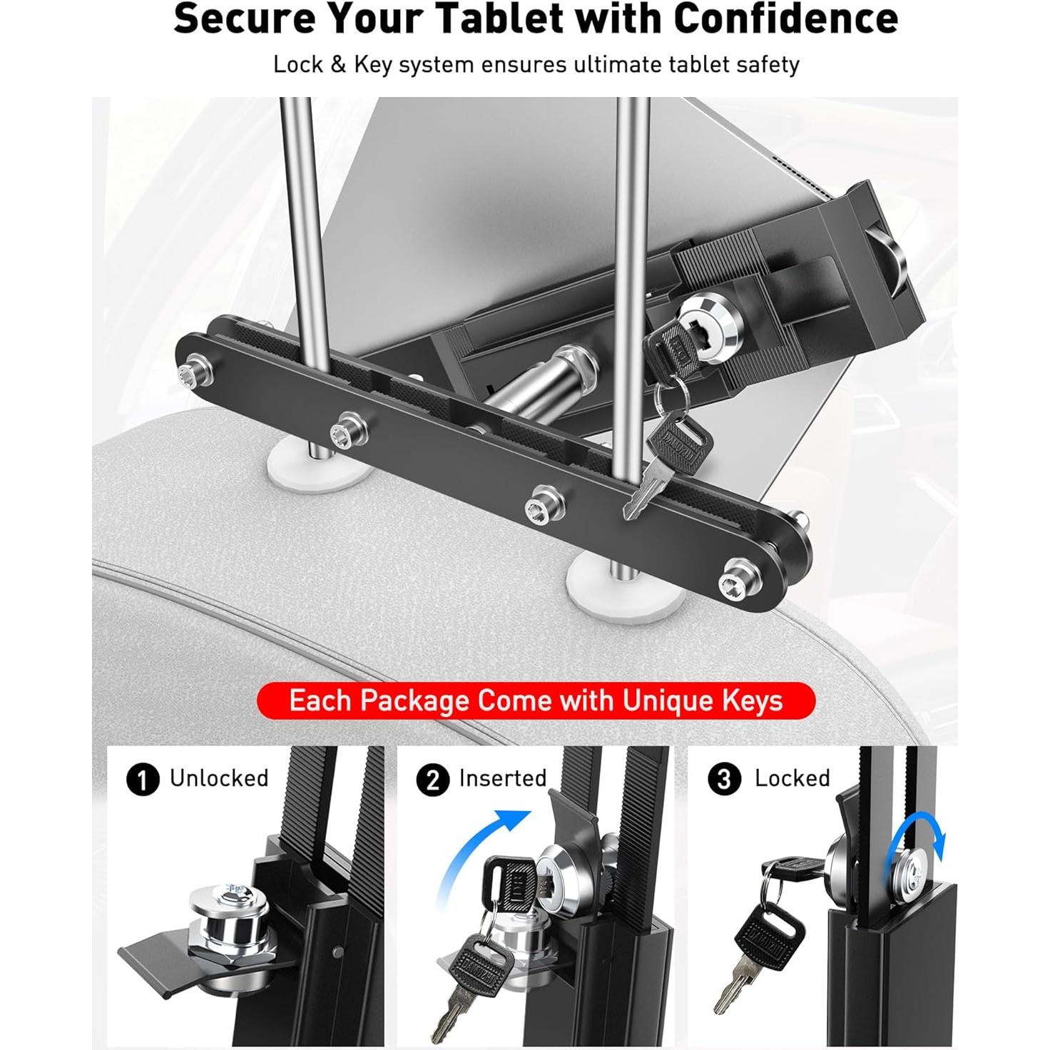 Soporte para Tableta AboveTEK para Reposacabezas de Coche 10-28 cm