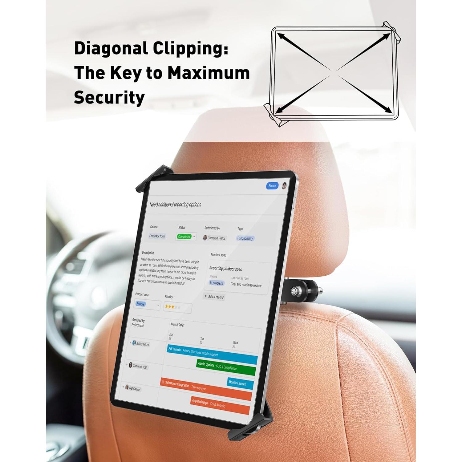 Soporte para Tableta AboveTEK para Reposacabezas de Coche 10-28 cm