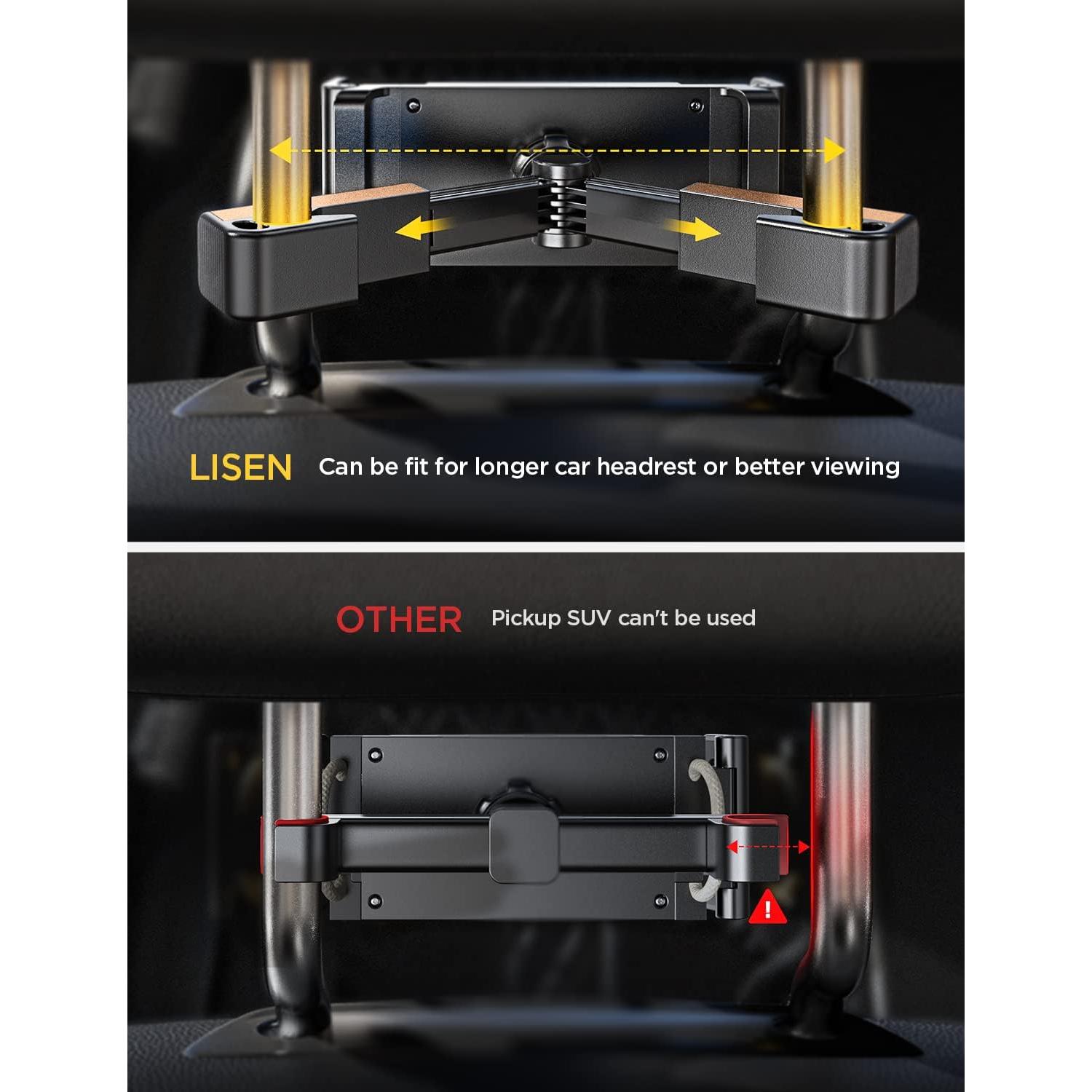 Soporte para iPad LISEN para reposacabezas de coche - Ajustable