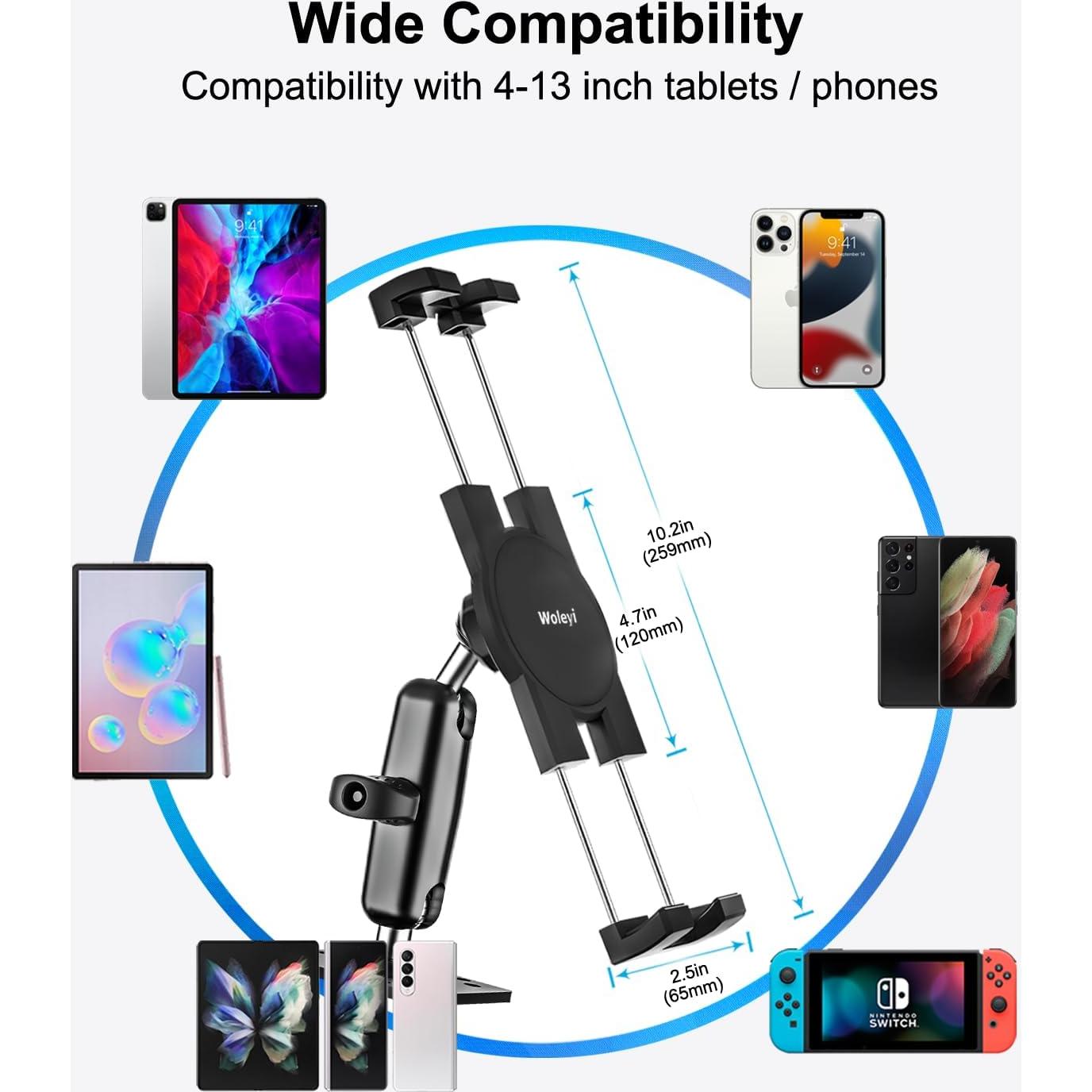 Soporte para Tablet Woleyi Ajustable 360° para Vehículo 4.7-13"