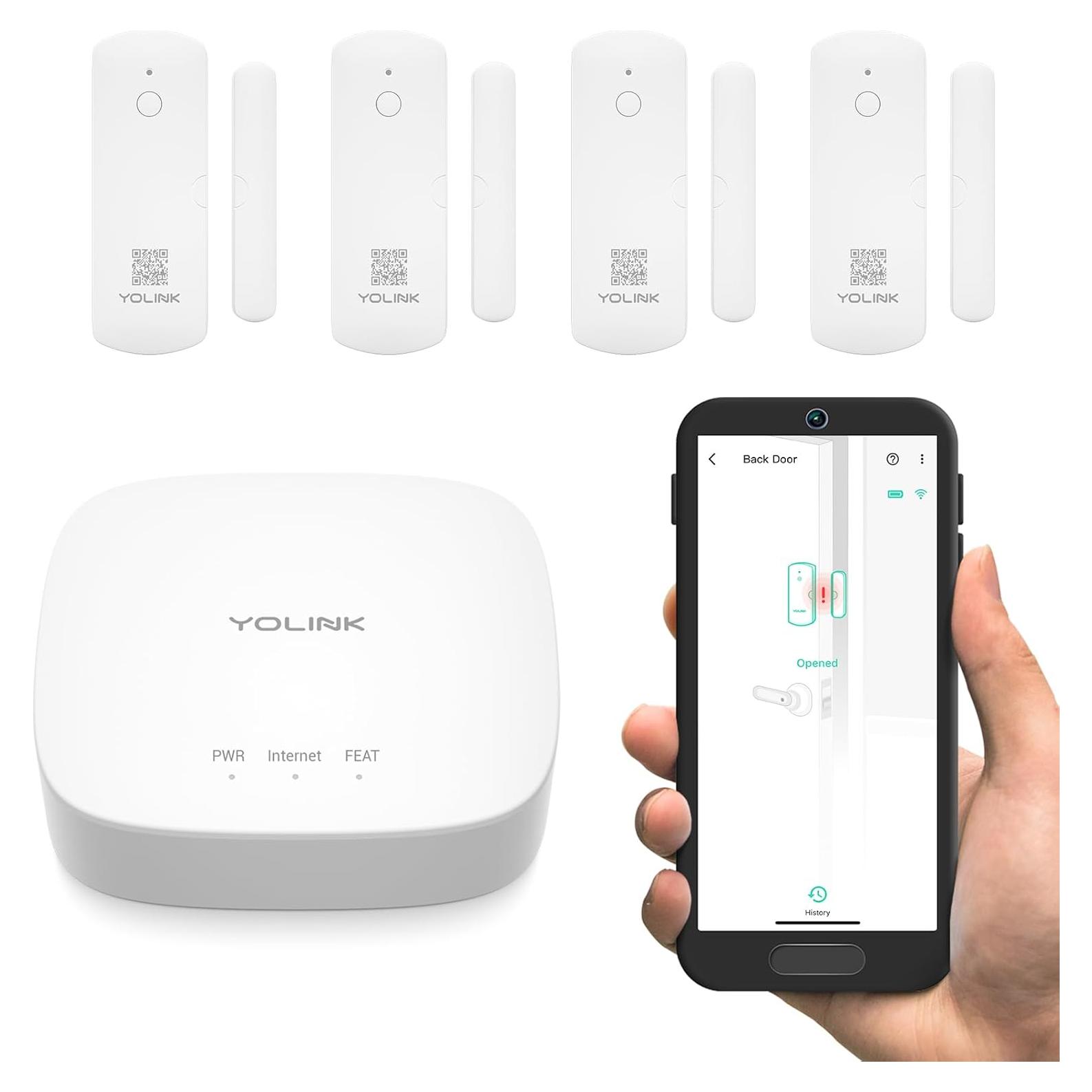 Sensor de Puerta Inteligente YoLink con Hub - 4 Unidades
