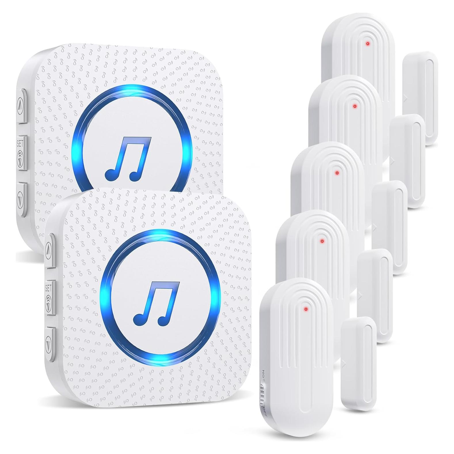 Timbre de puerta inalámbrico SanJie con 5 sensores y 2 receptores