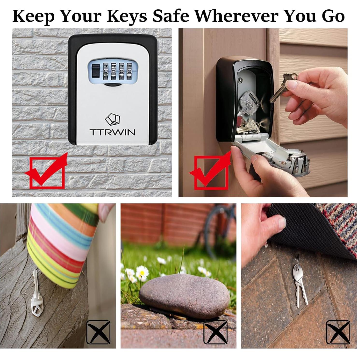 Caja de Llave TTRWIN Montada en Pared con Combinación 4 Dígitos