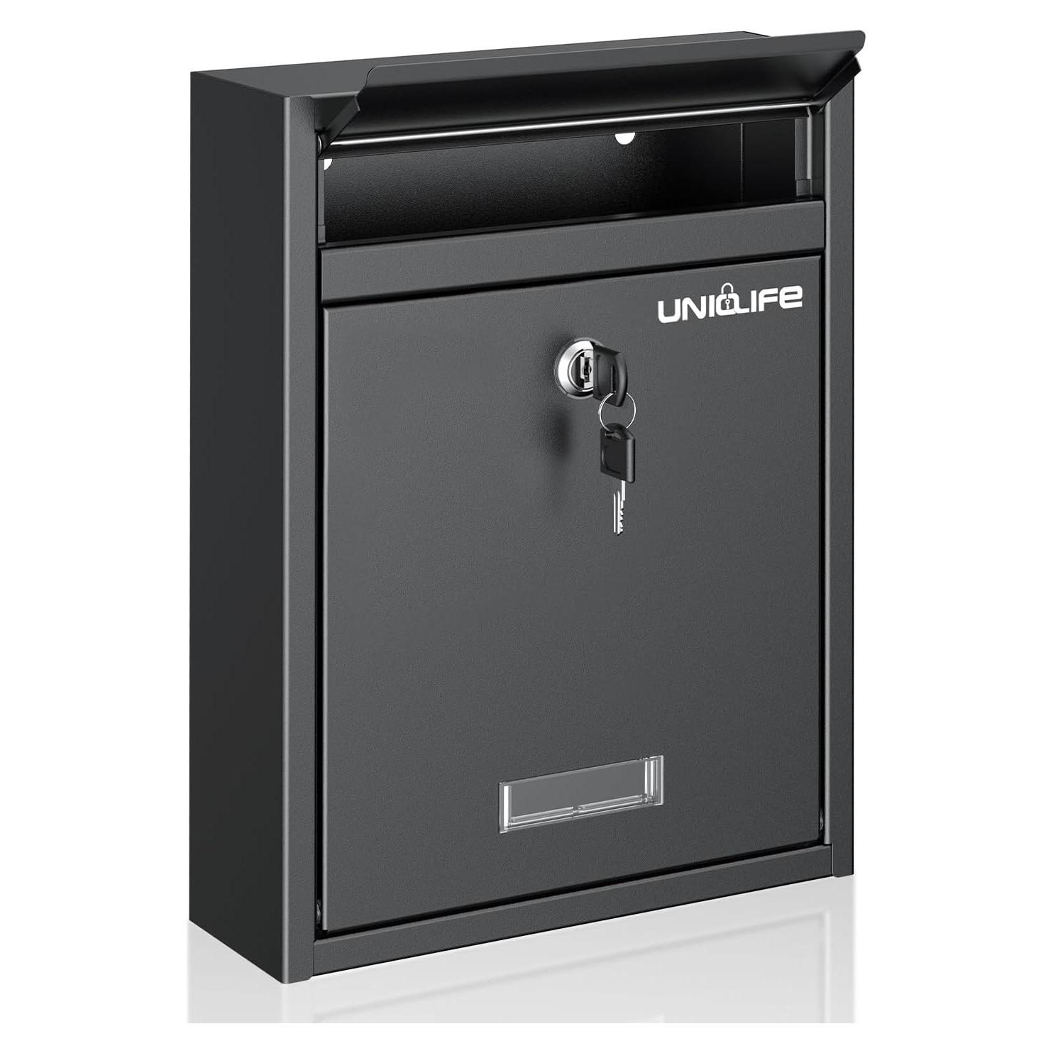 Buzón de Pared Uniclife con Cerradura de Llave - Negro